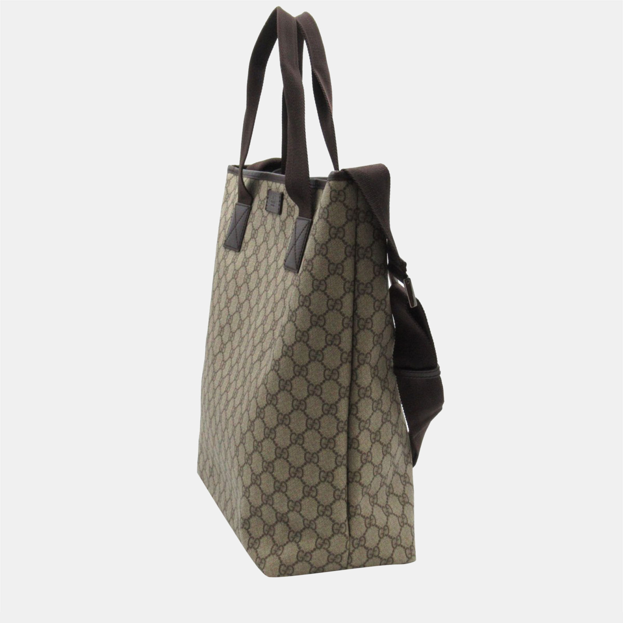 

Gucci Brown GG Supreme Canvas Zip Tote Bag, Beige