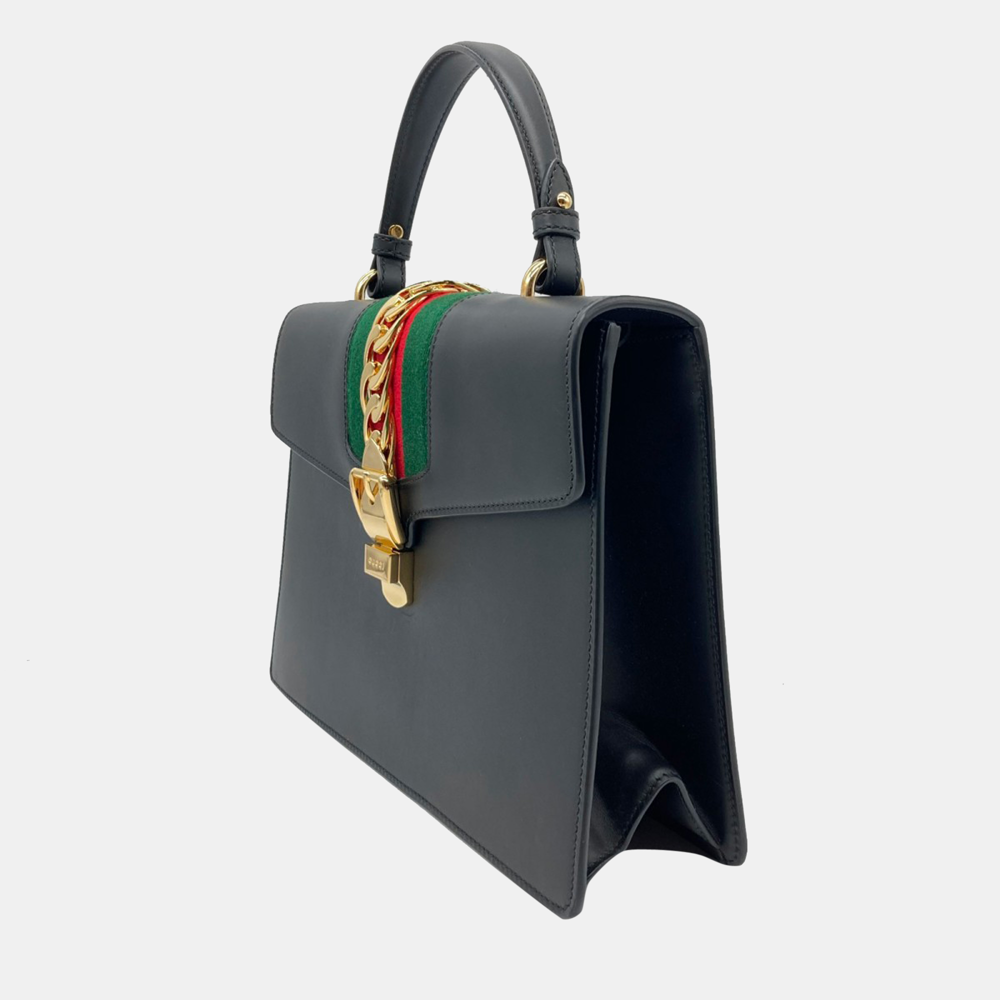 

Gucci Black Leather  Sylvie Top Handle Bag