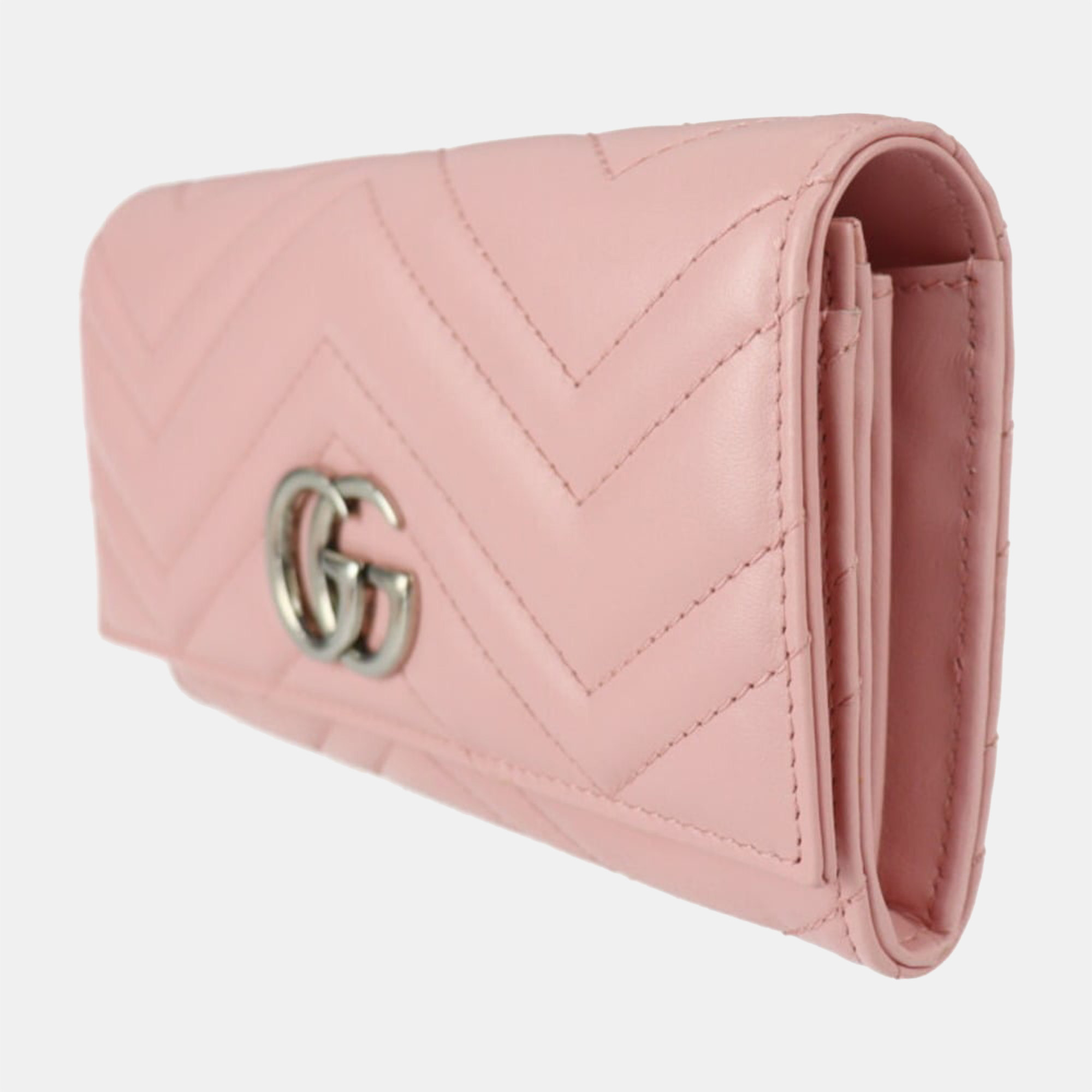

Gucci Pink Matelasse Leather Bifold GG Marmont Wallet