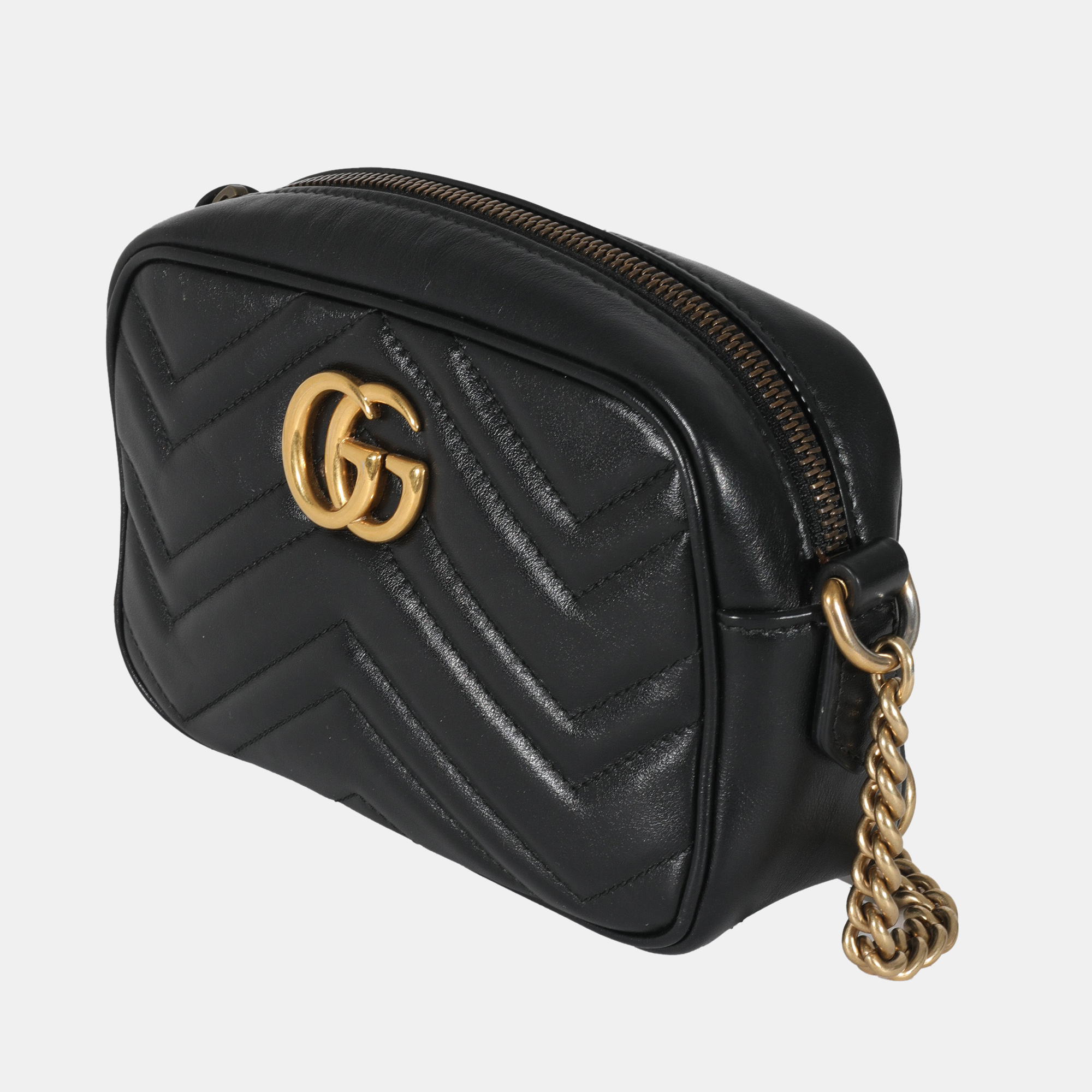 

Gucci Black Matelasse GG Marmont Mini Bag