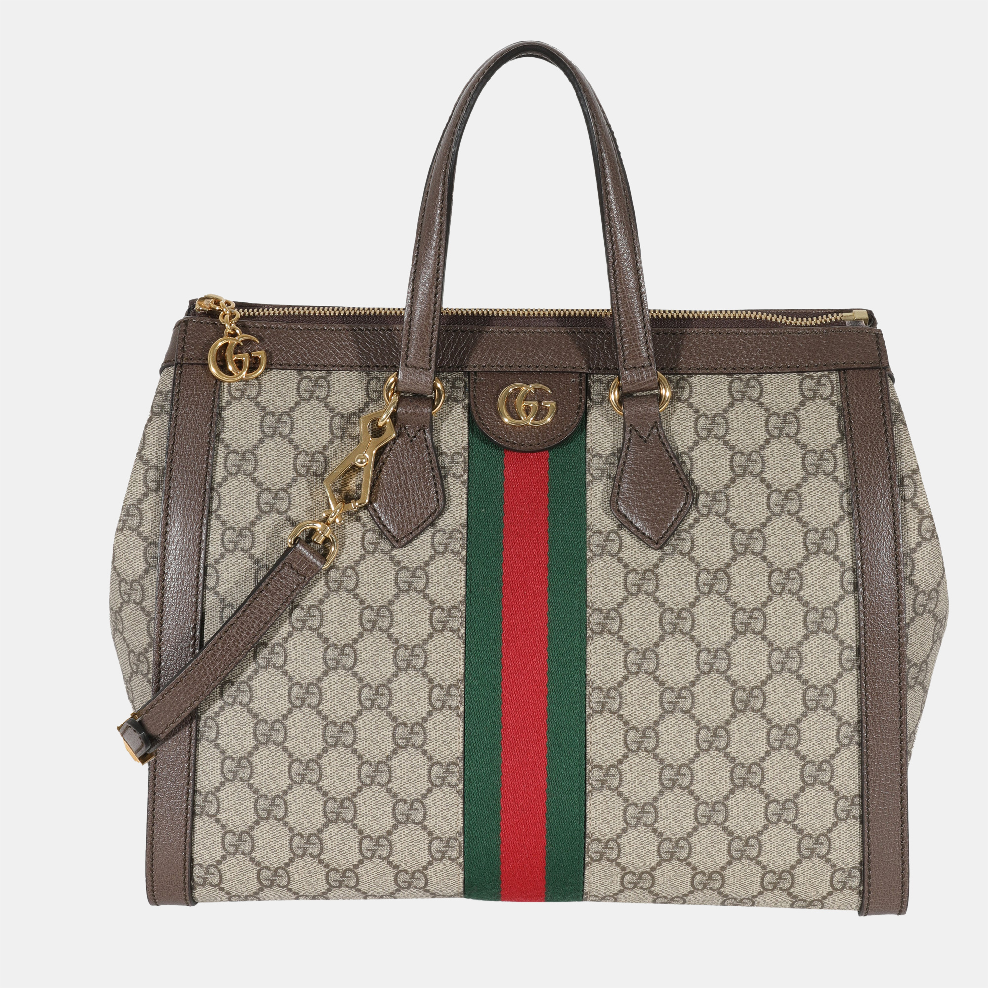 Pre Owned Gucci Gg Supreme Medium Ophidia Tote Bag In Beige Modesens