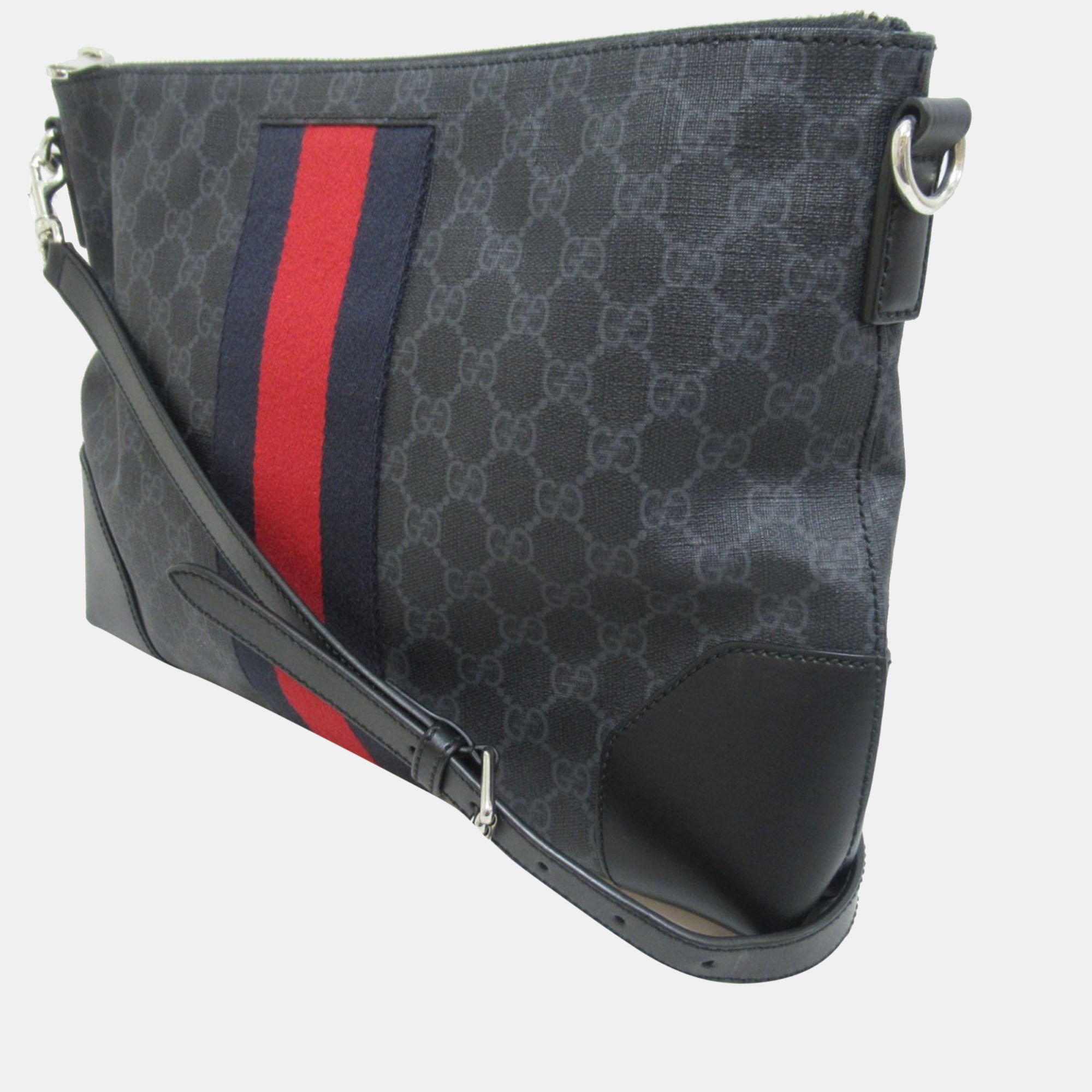 

Gucci Black GG Supreme Web Flat Messenger Bag