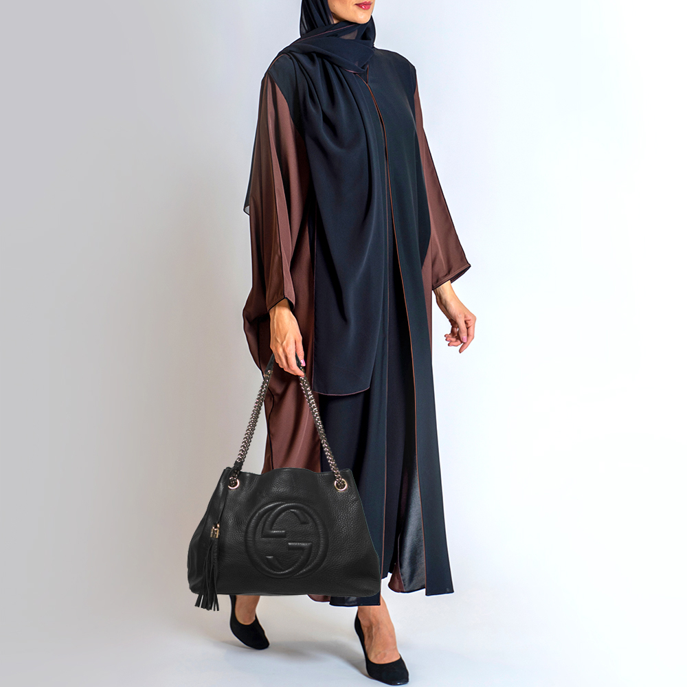 

Gucci Black Grained Leather Medium Chain Soho Shoulder Bag