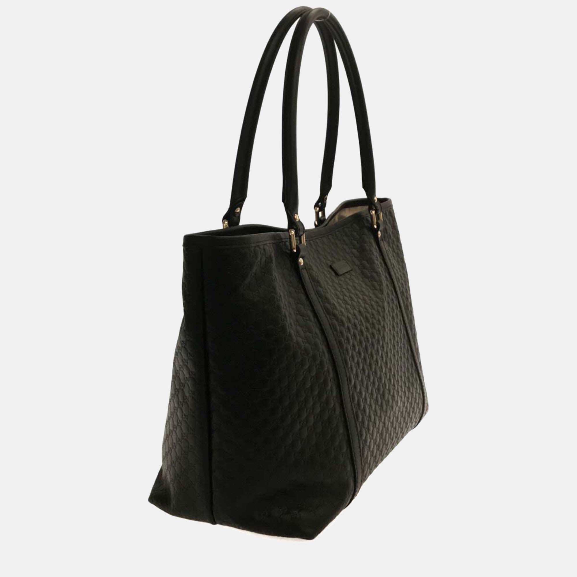 

Gucci Black Leather Microguccissima Joy Tote Bag