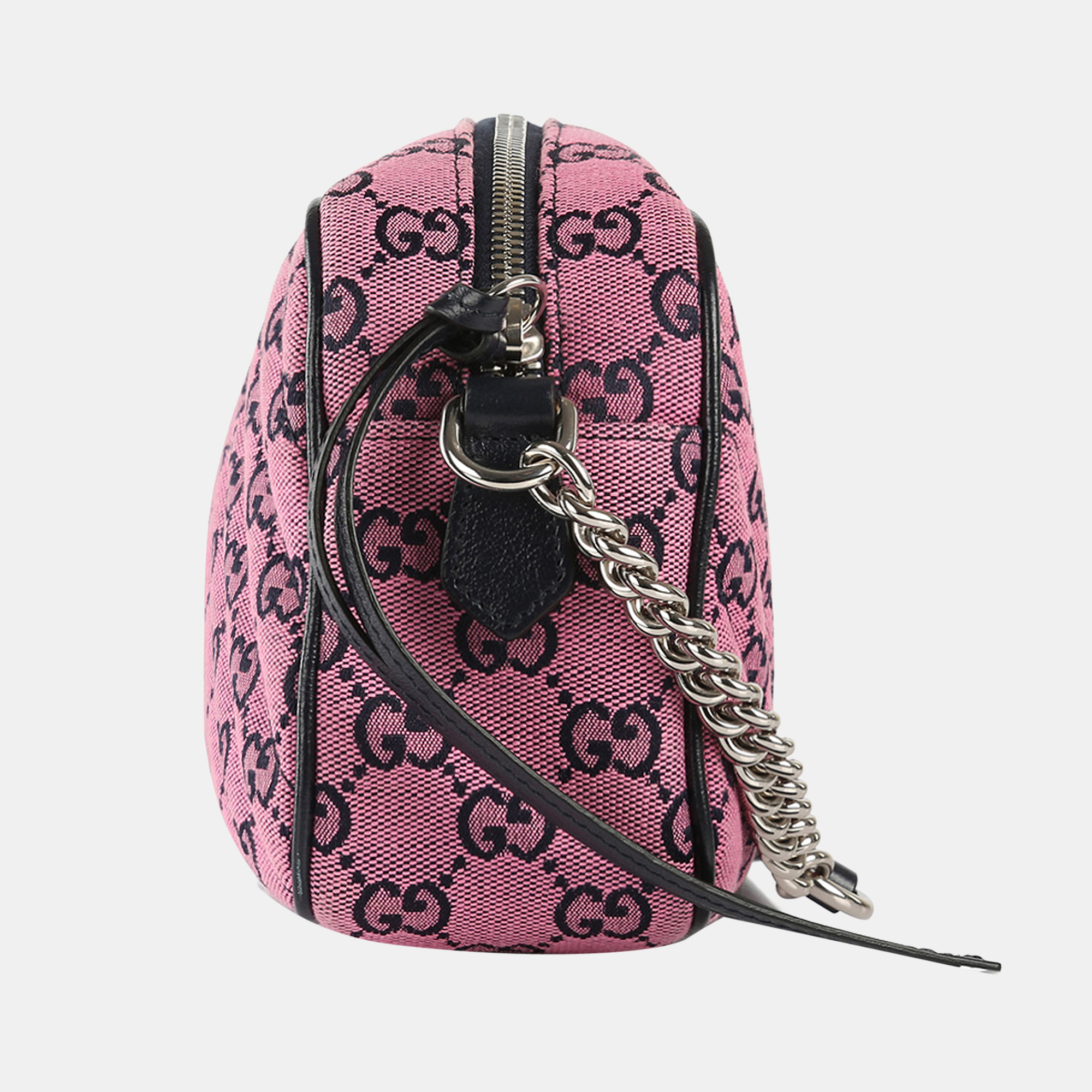 

Gucci Pink & Black Canvas Small Diagonal Quilted GG Shoulder Bag