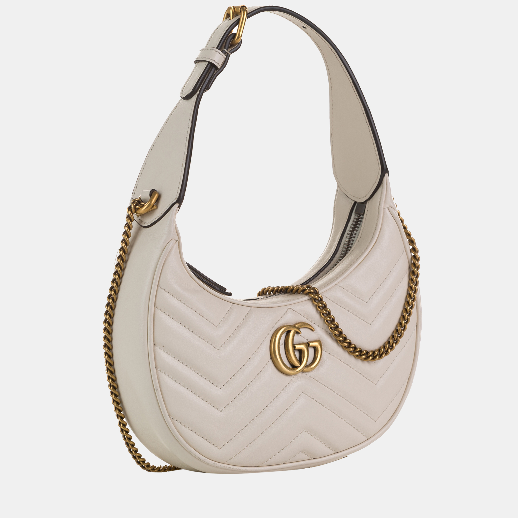 

Gucci White GG Marmont Half Moon Shaped Mini Bag