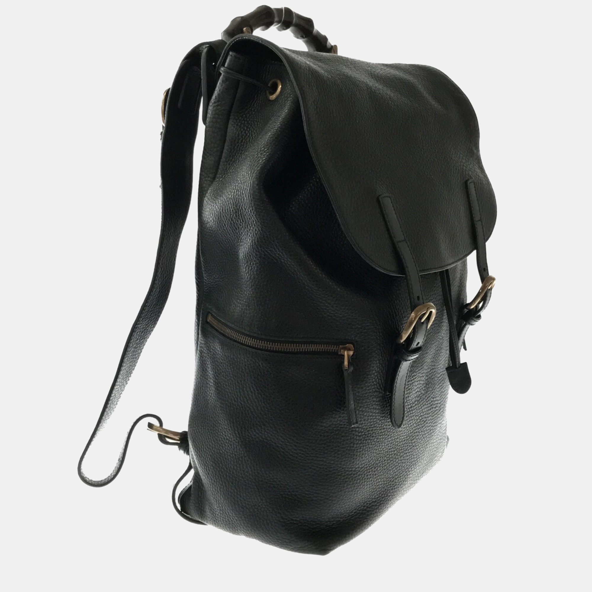 

Gucci Black Leather Bamboo Backpack