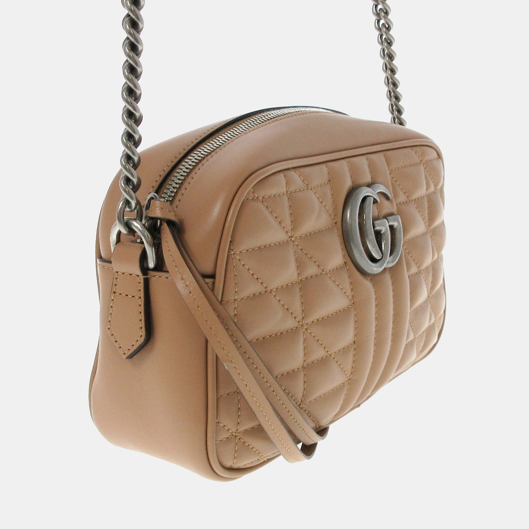 

Gucci Beige Leather GG Marmont Camera bag, Brown