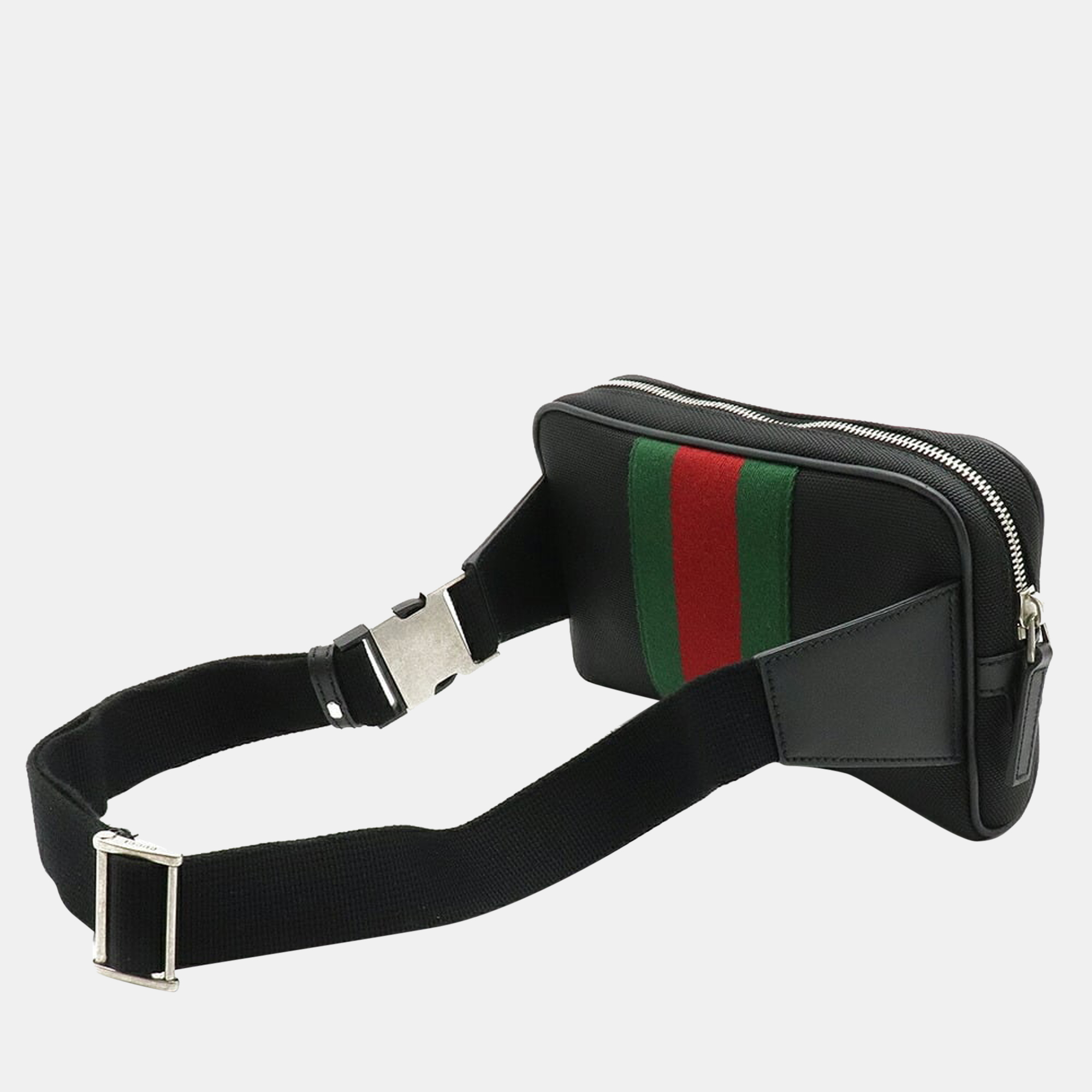 

Gucci Black Canvas Web Slim Belt Bag