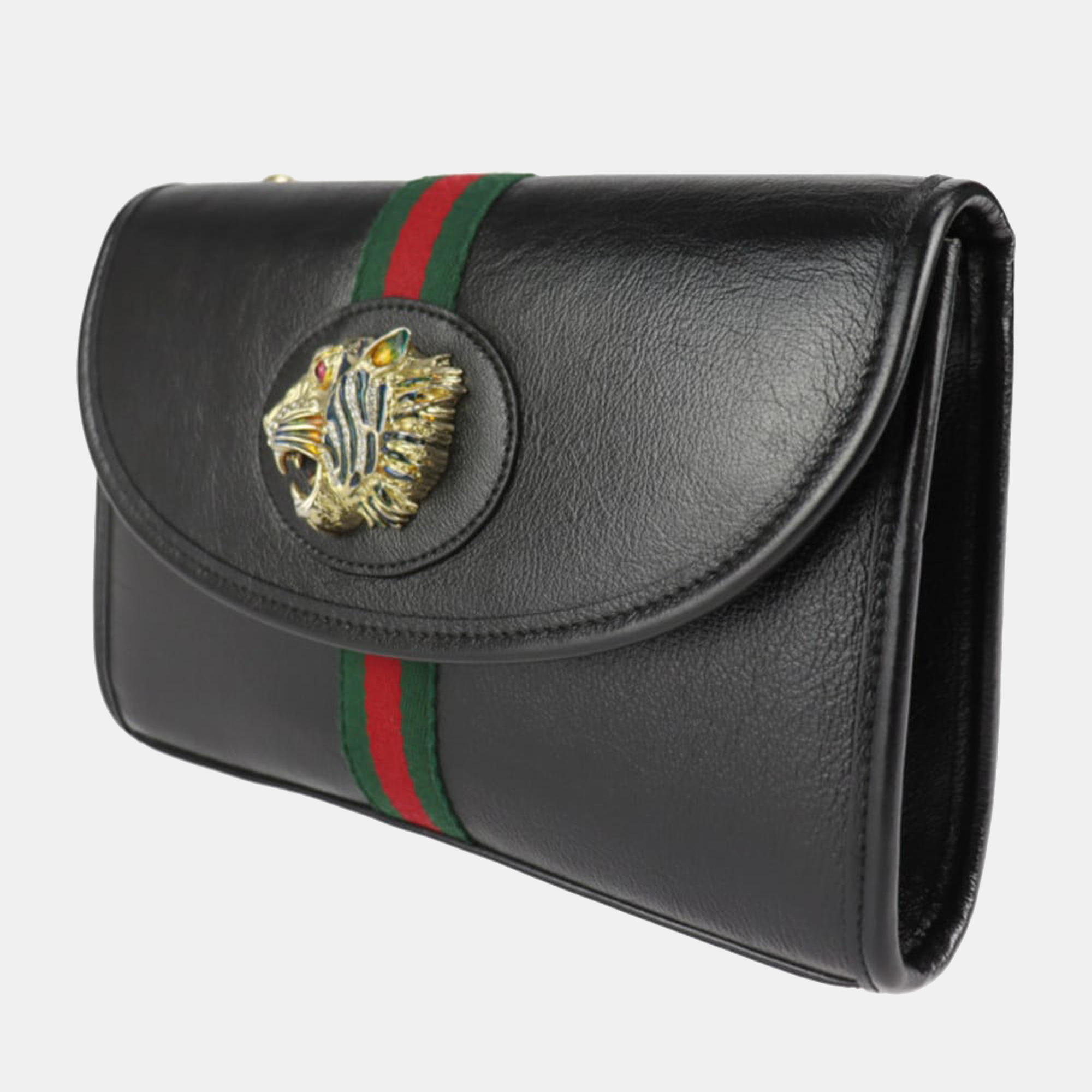 

Gucci Black Leather Web Mini Rajah Shoulder Bag