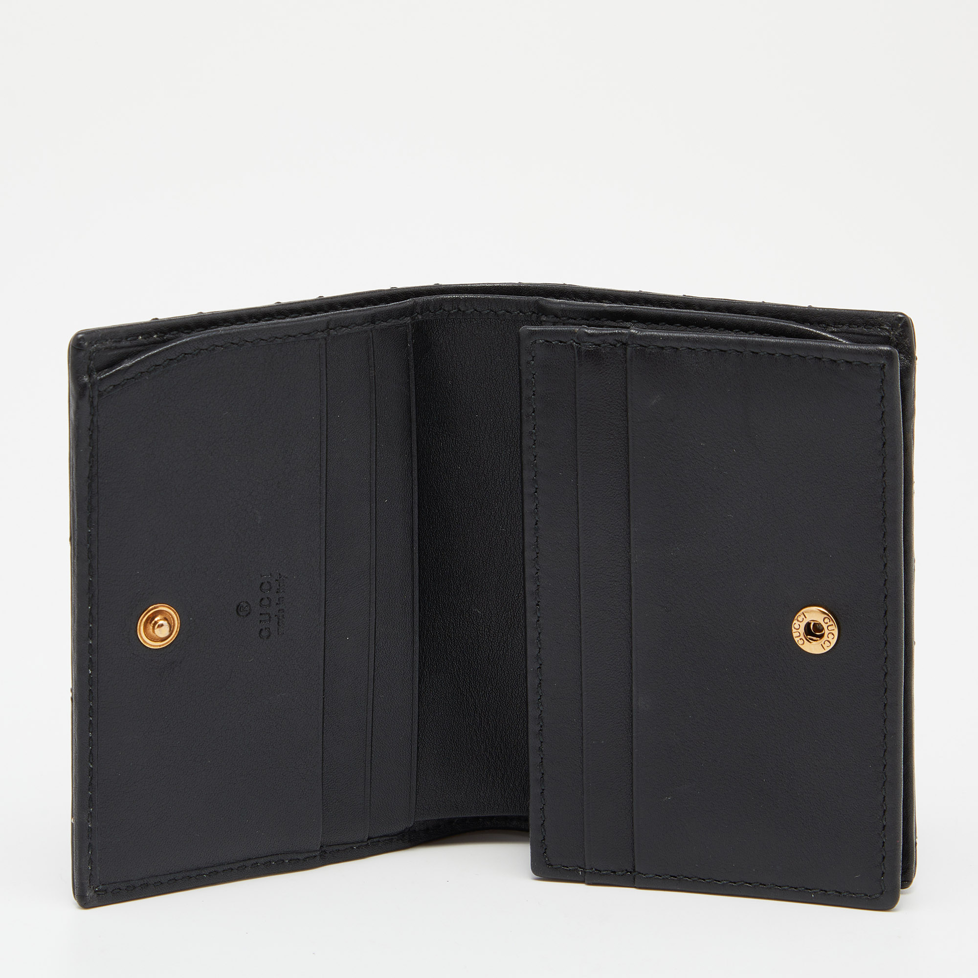 

Gucci Black Matelassé Leather Cicada GG Marmont Card Case
