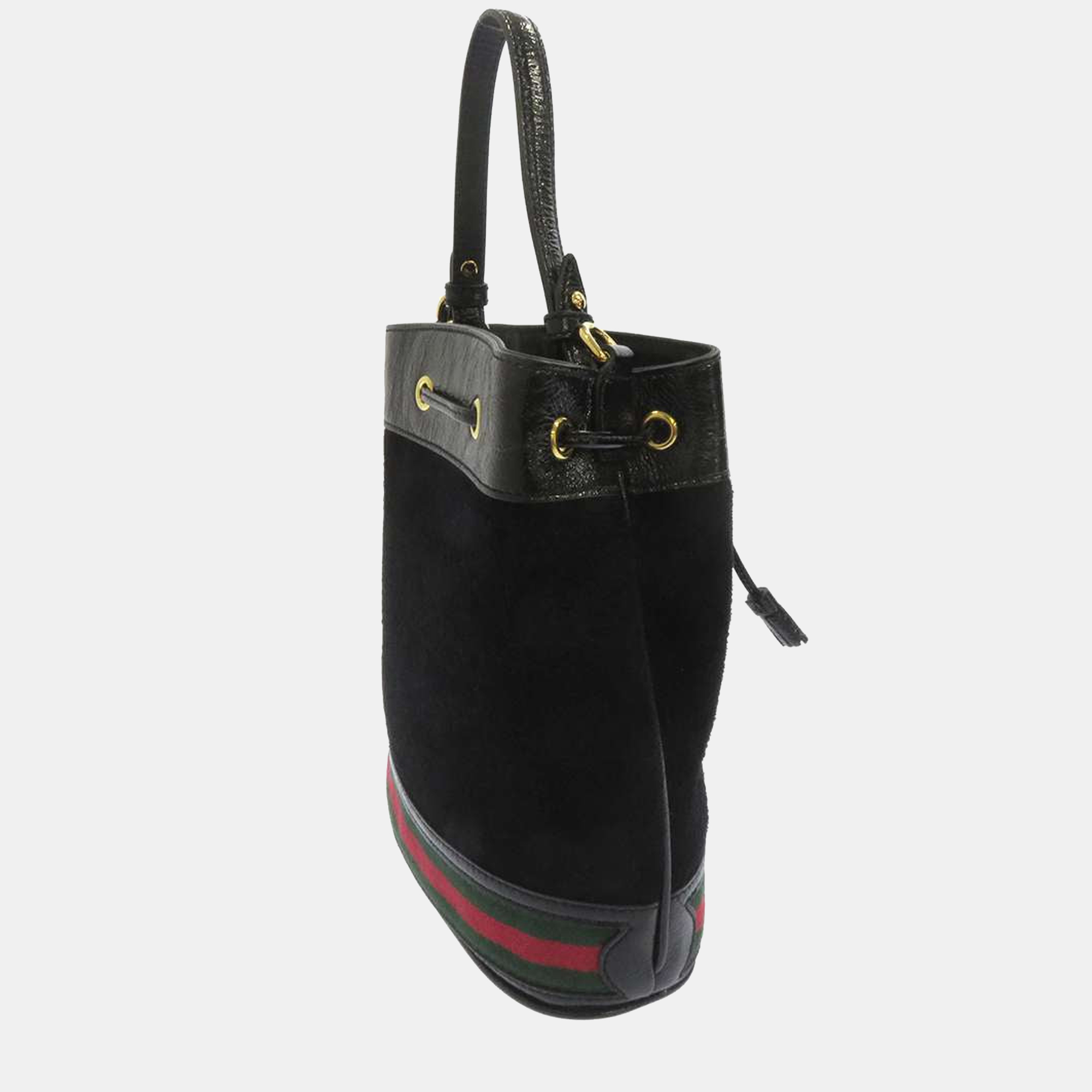 

Gucci Black Leather and Suede Small Ophidia Web Bucket Bag