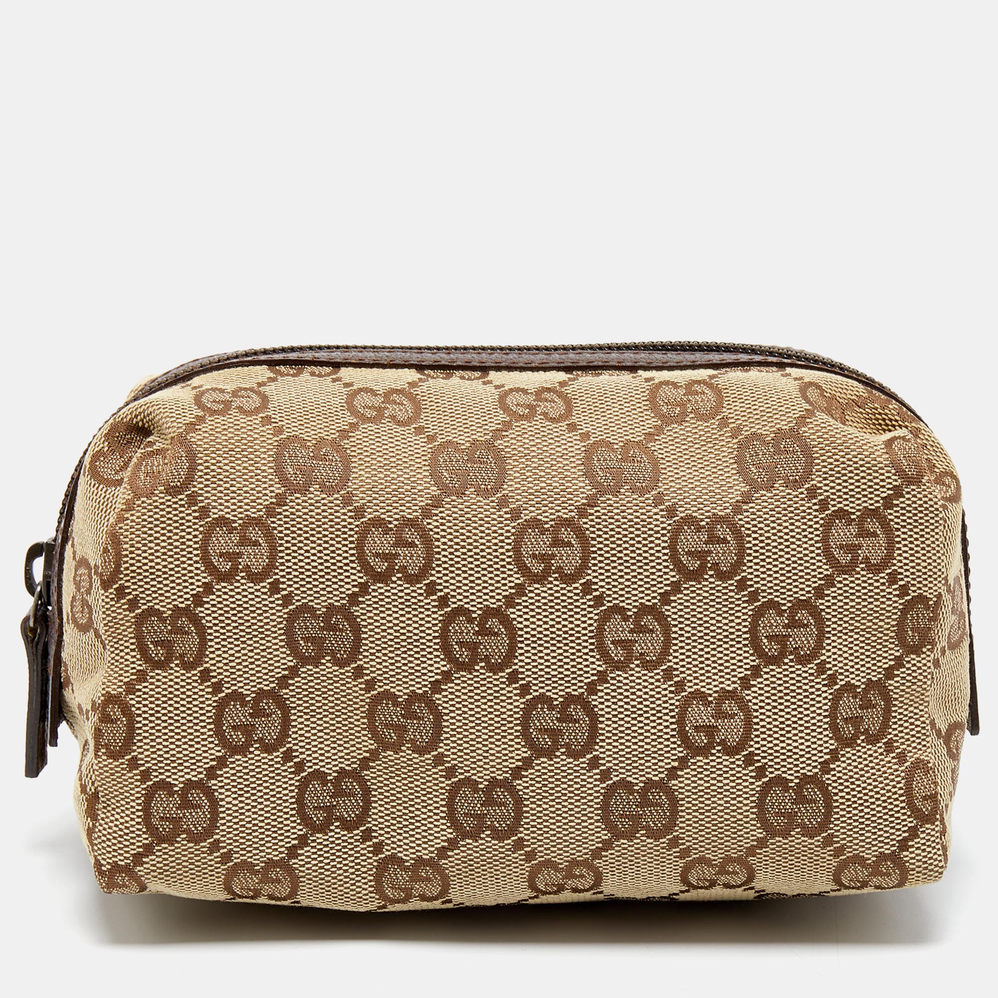 Gucci Cosmetic Pouch Bag Brown Canvas