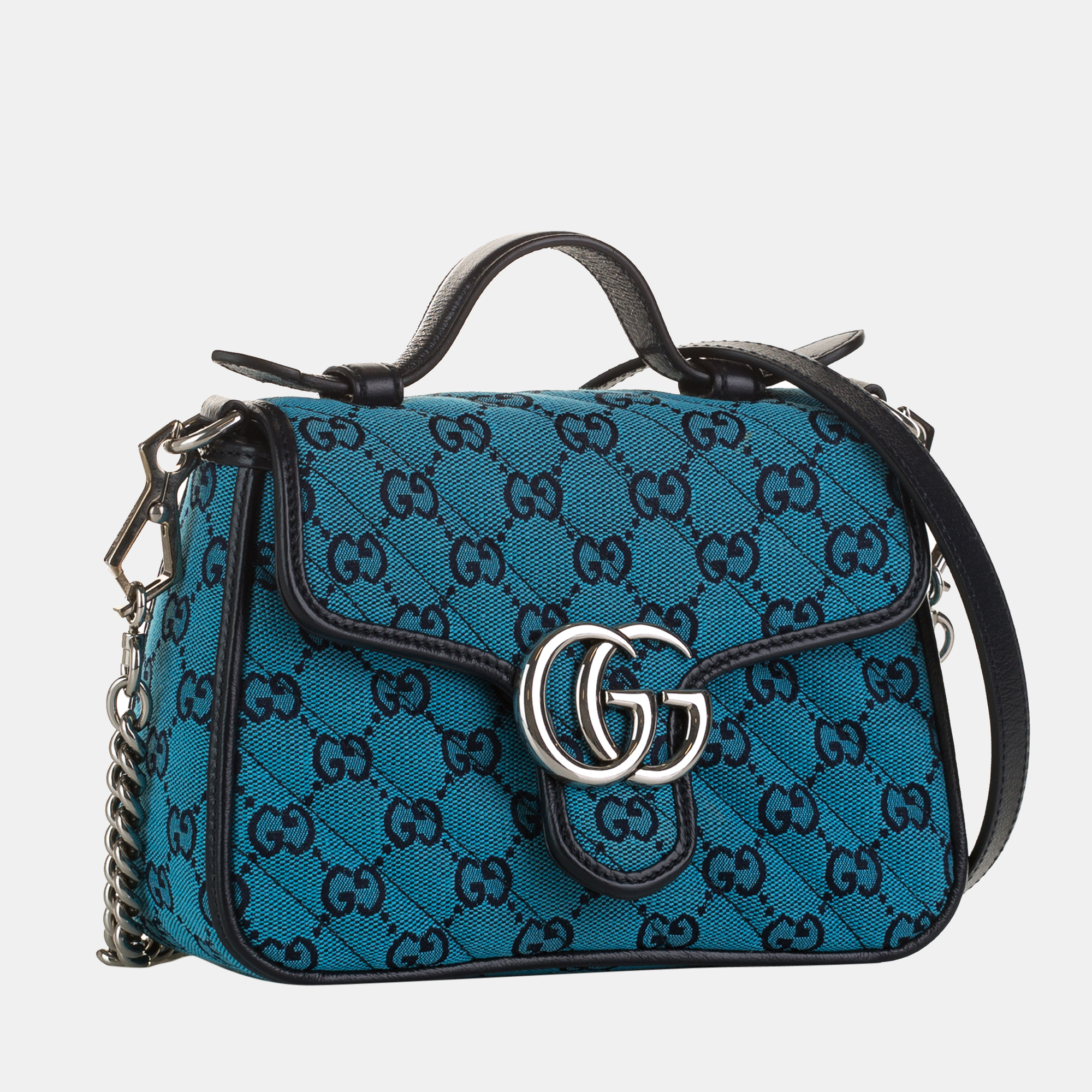 

Gucci Black/Blue GG Canvas Marmont Satchel