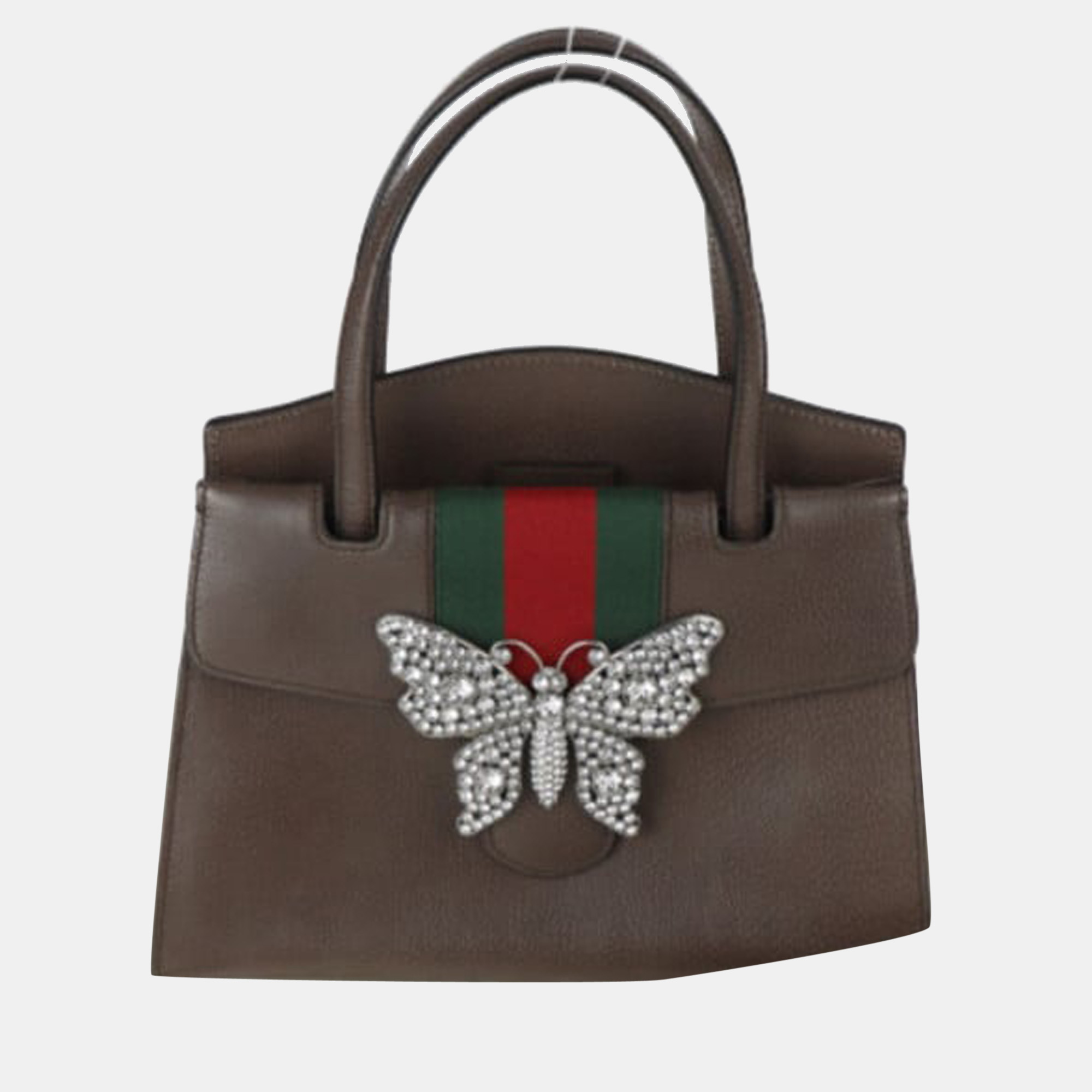 Pre-owned Gucci Brown Leather Butterfly Medium Linea Totem Tote Bag