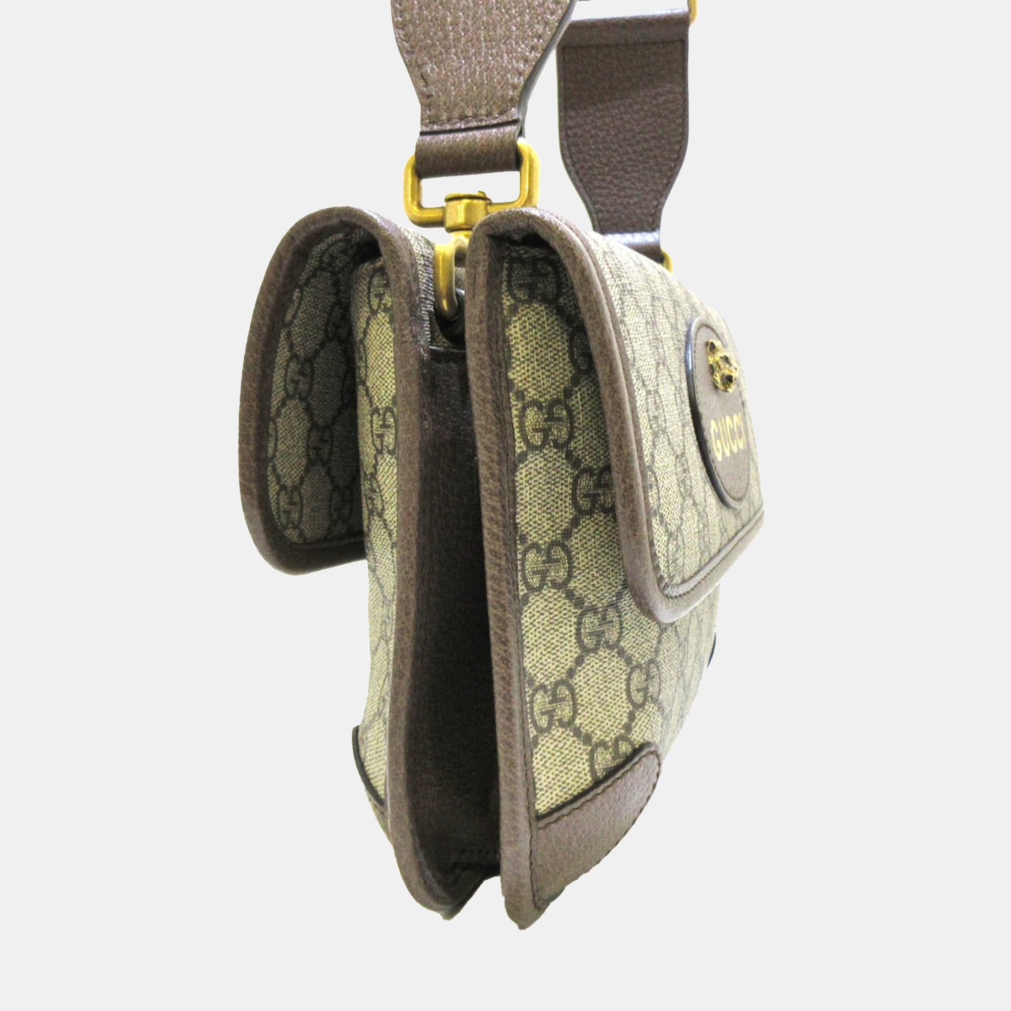 

Gucci Brown and Multicolor Small GG Supreme Neo Vintage Double Flap Messenger Bag
