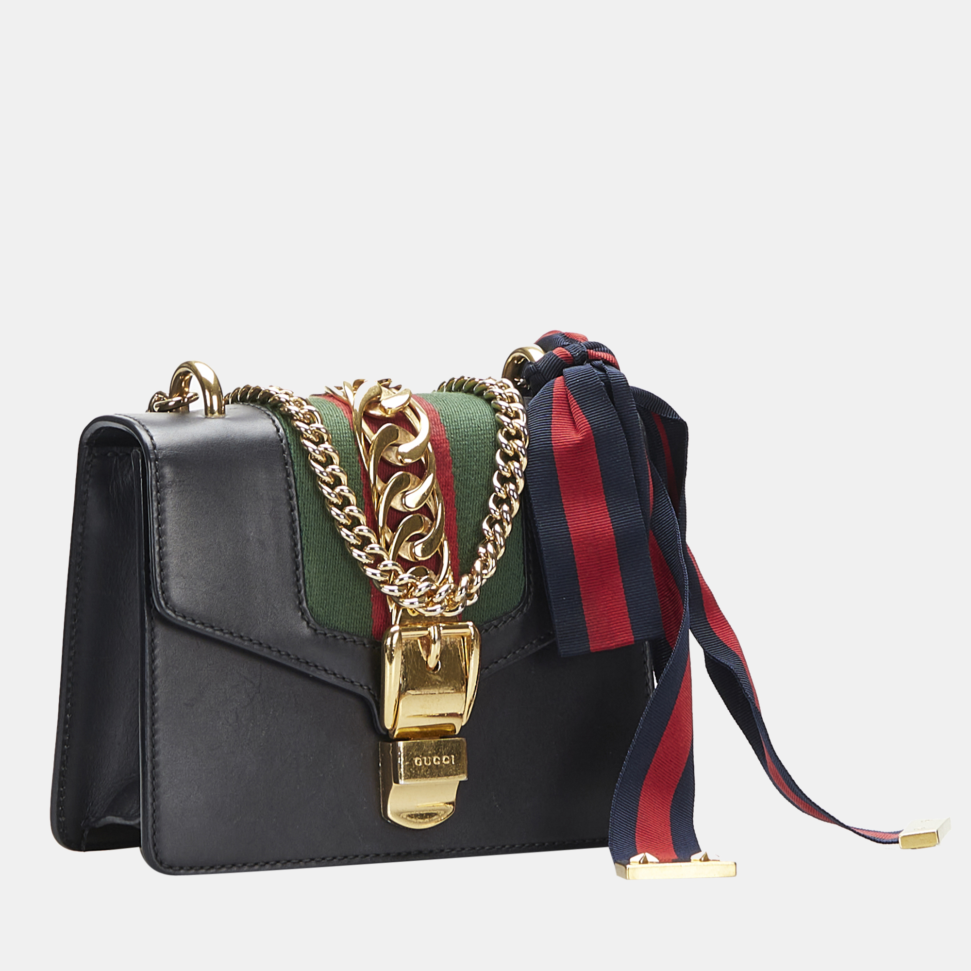 

Gucci Black/Multicolor Mini Sylvie Chain Crossbody