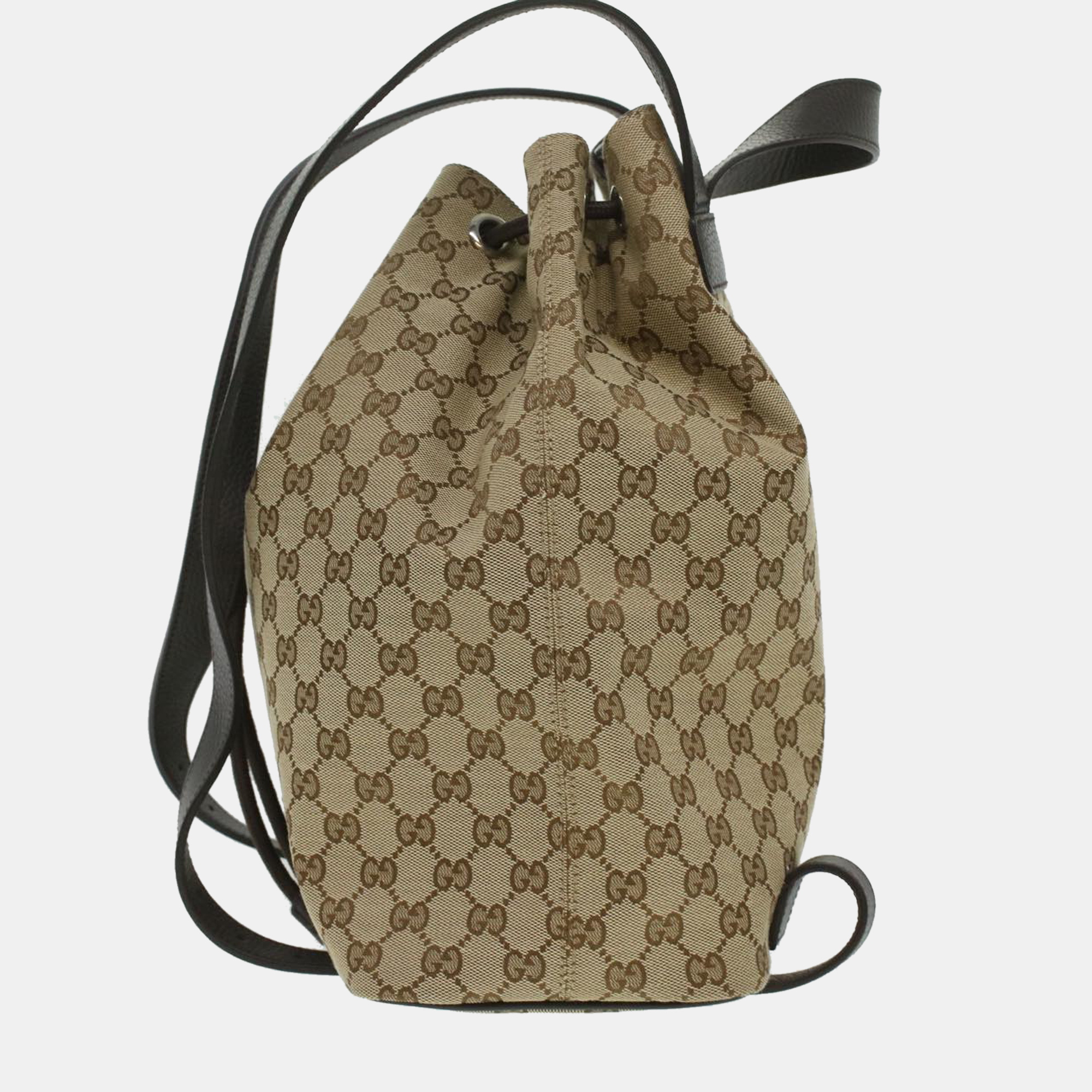 

Gucci Beige/brown GG Canvas Drawstring Backpack