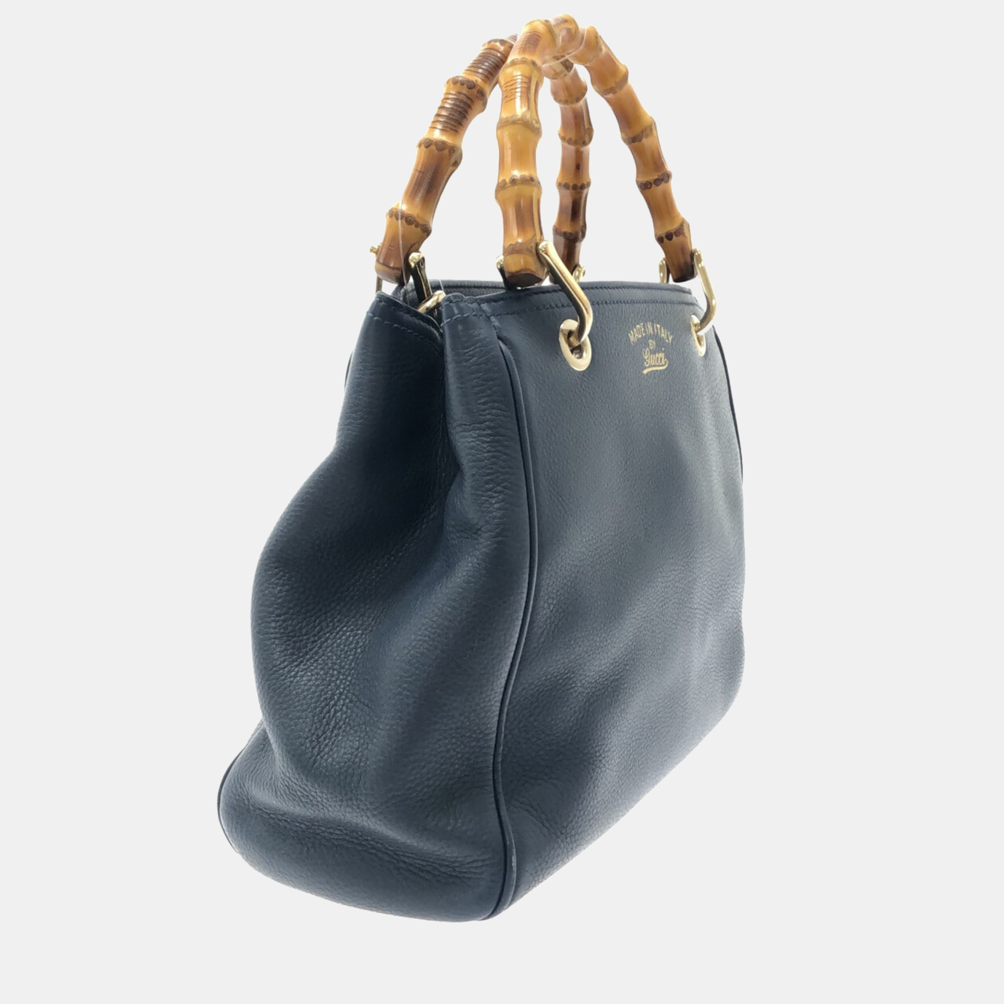 

Gucci Blue Leather Bamboo Shopper Small Tote Bag