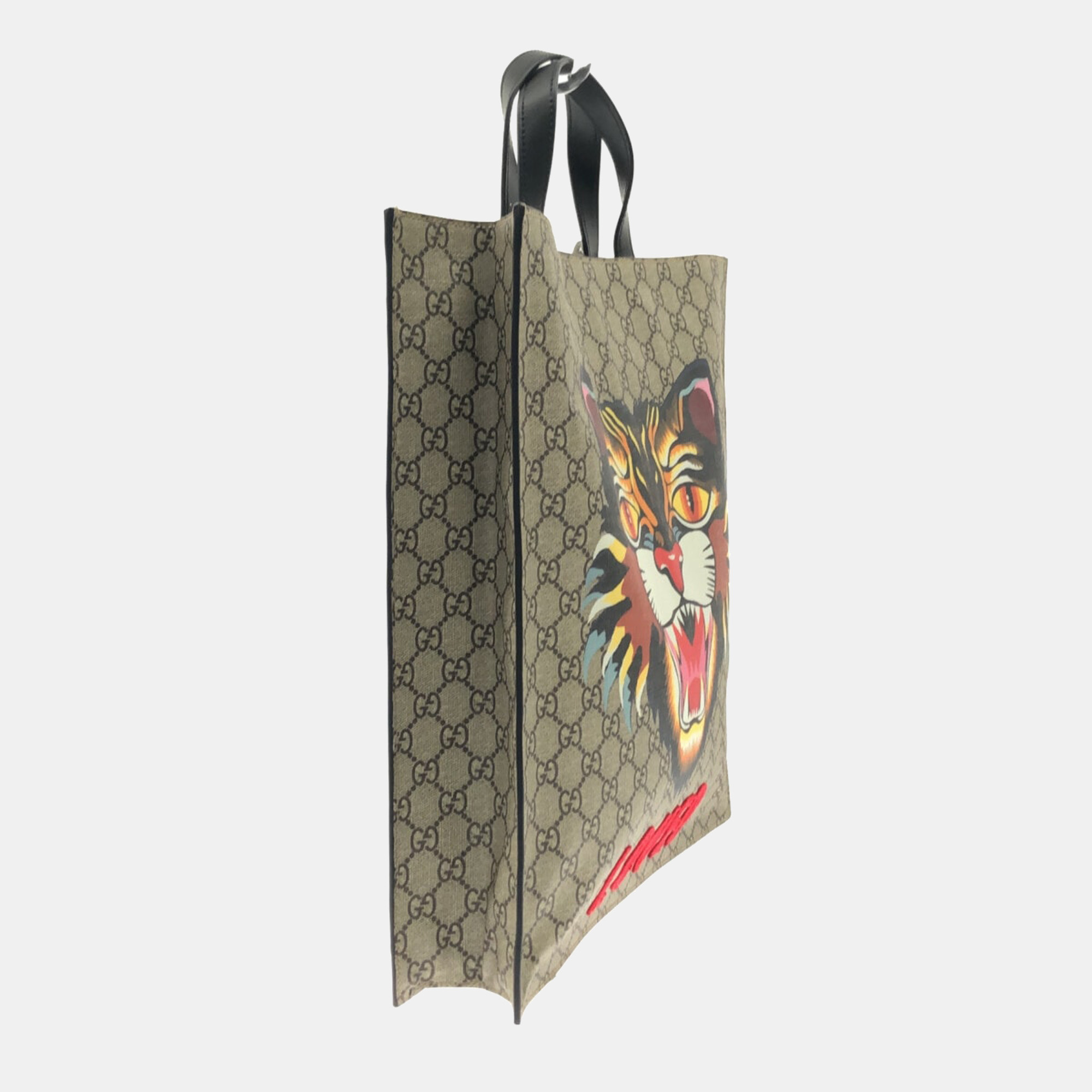 

Gucci Beige GG Supreme Canvas Angry Cat Tote Bag