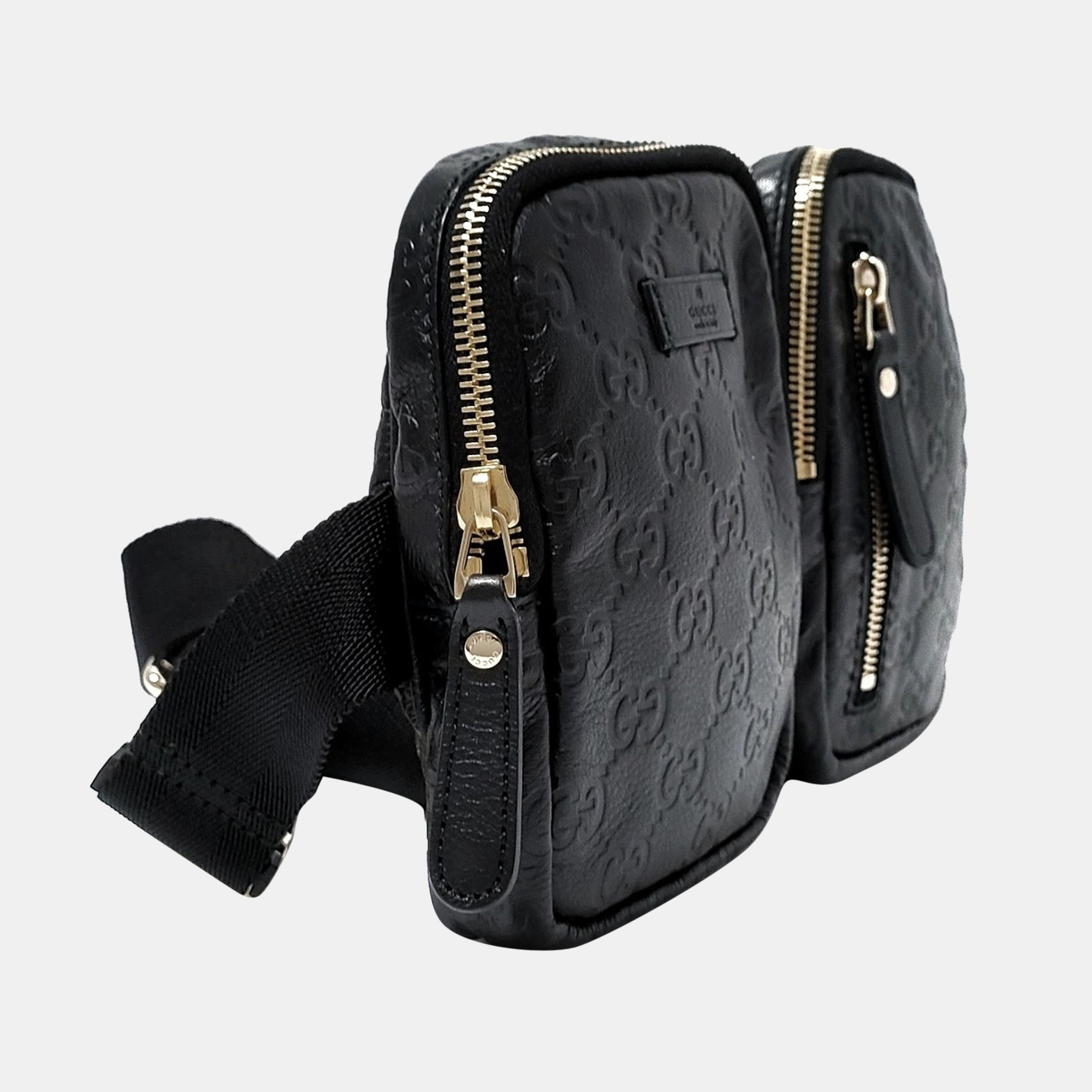 

Gucci Black Leather Guccissima Waist Bag