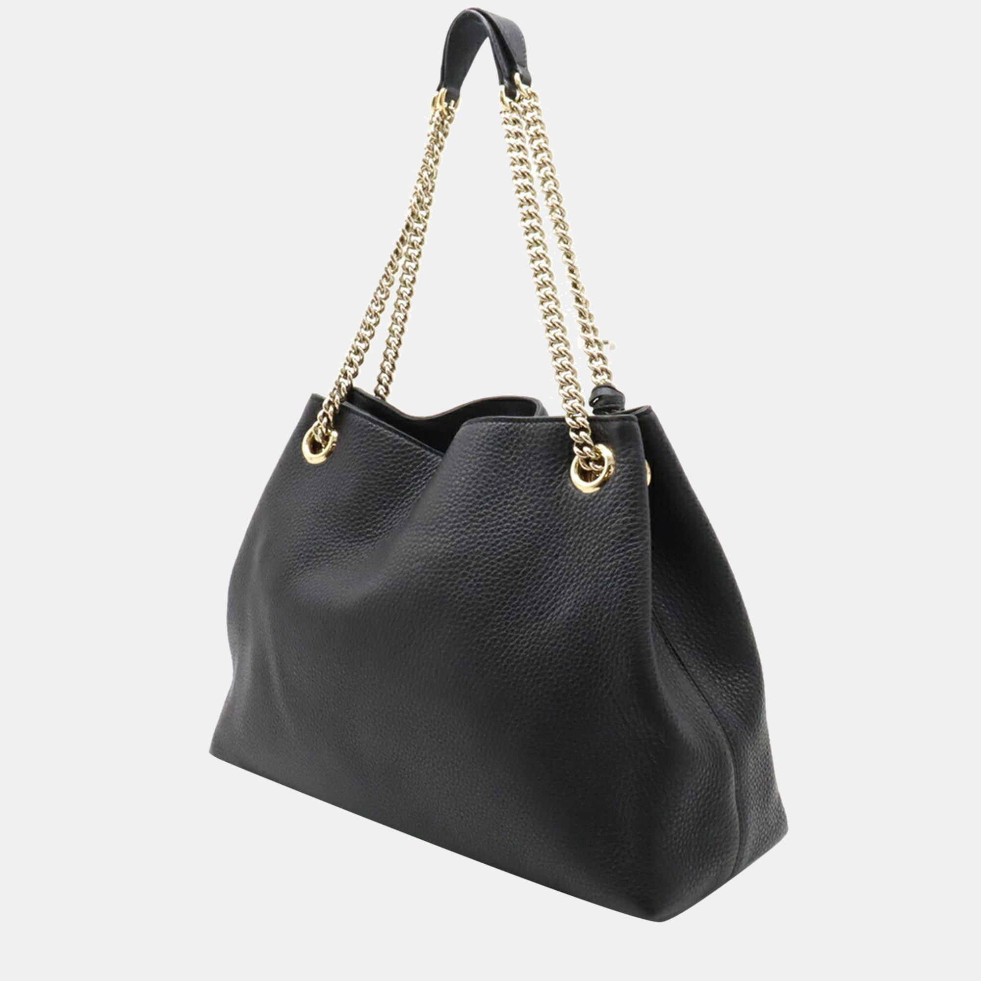 

Gucci Black Leather Medium Soho Chain Tote Bag