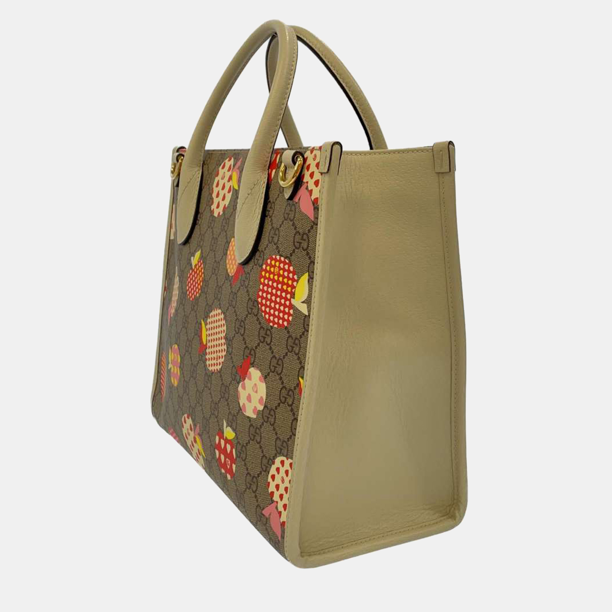 

Gucci Beige Canvas GG Supreme Les Pommes Tote Bag