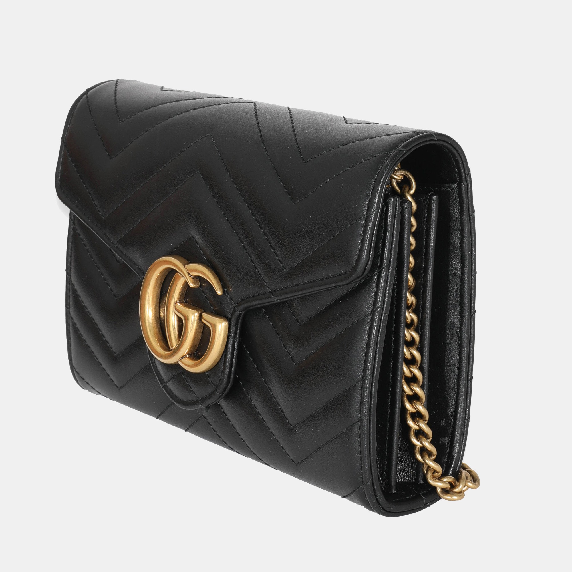 

Gucci Black Leather GG Marmont Mini Bag