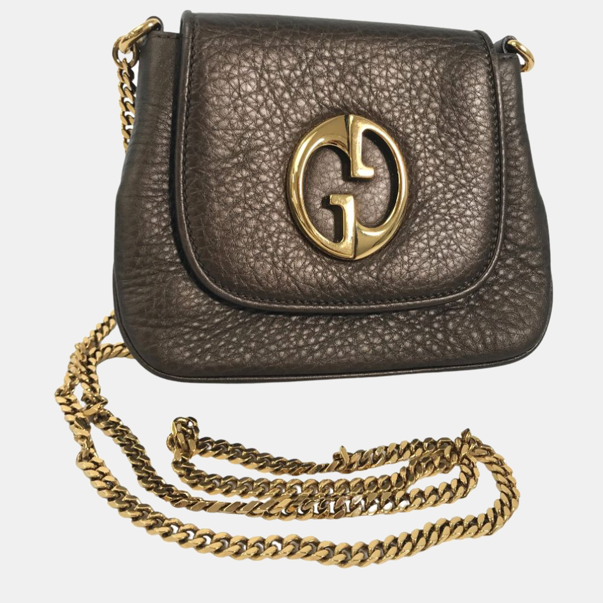 

Gucci Brown Leather  1973 Chain Shoulder Bag