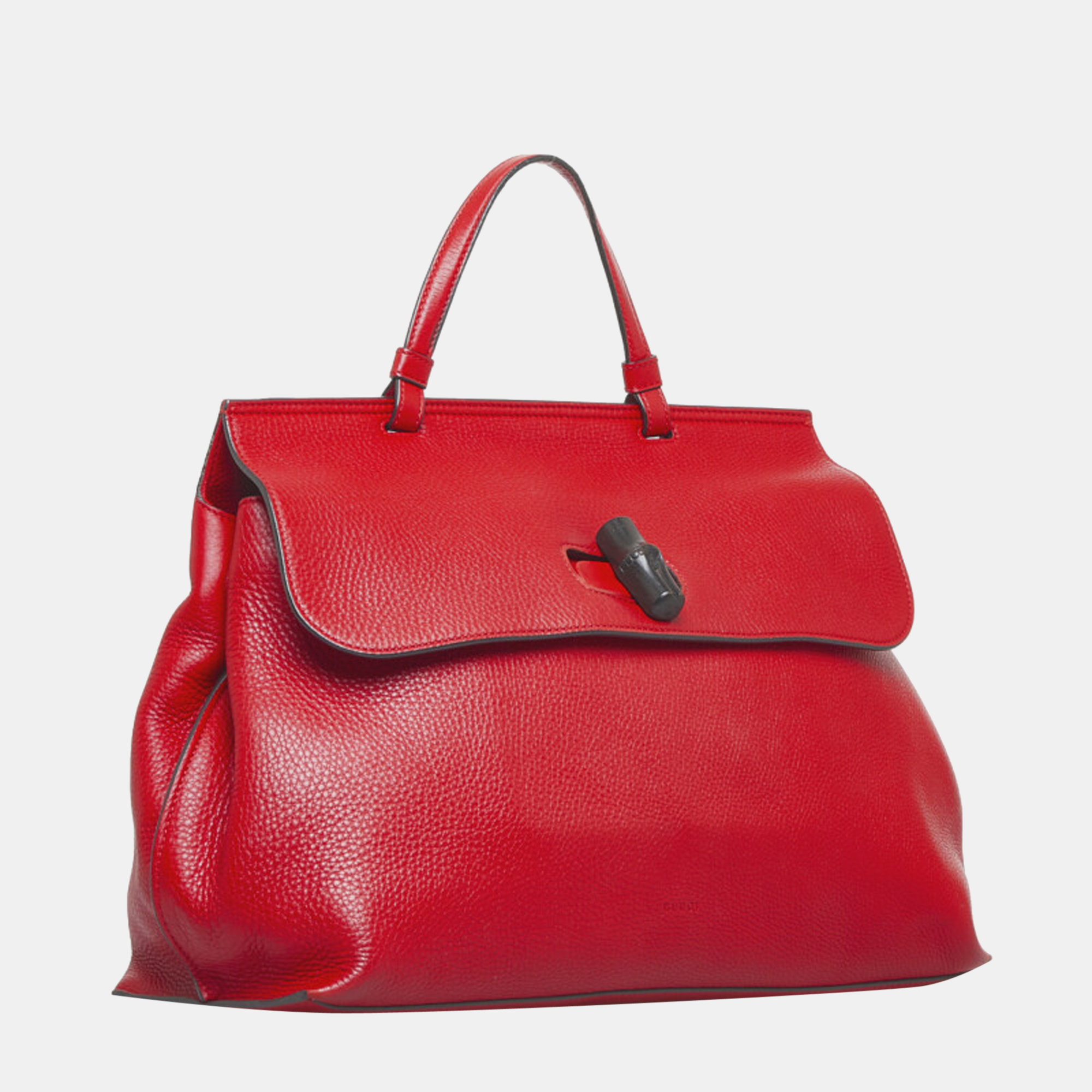 

Gucci Red Leather Large Bamboo Daily Top Handle Bag