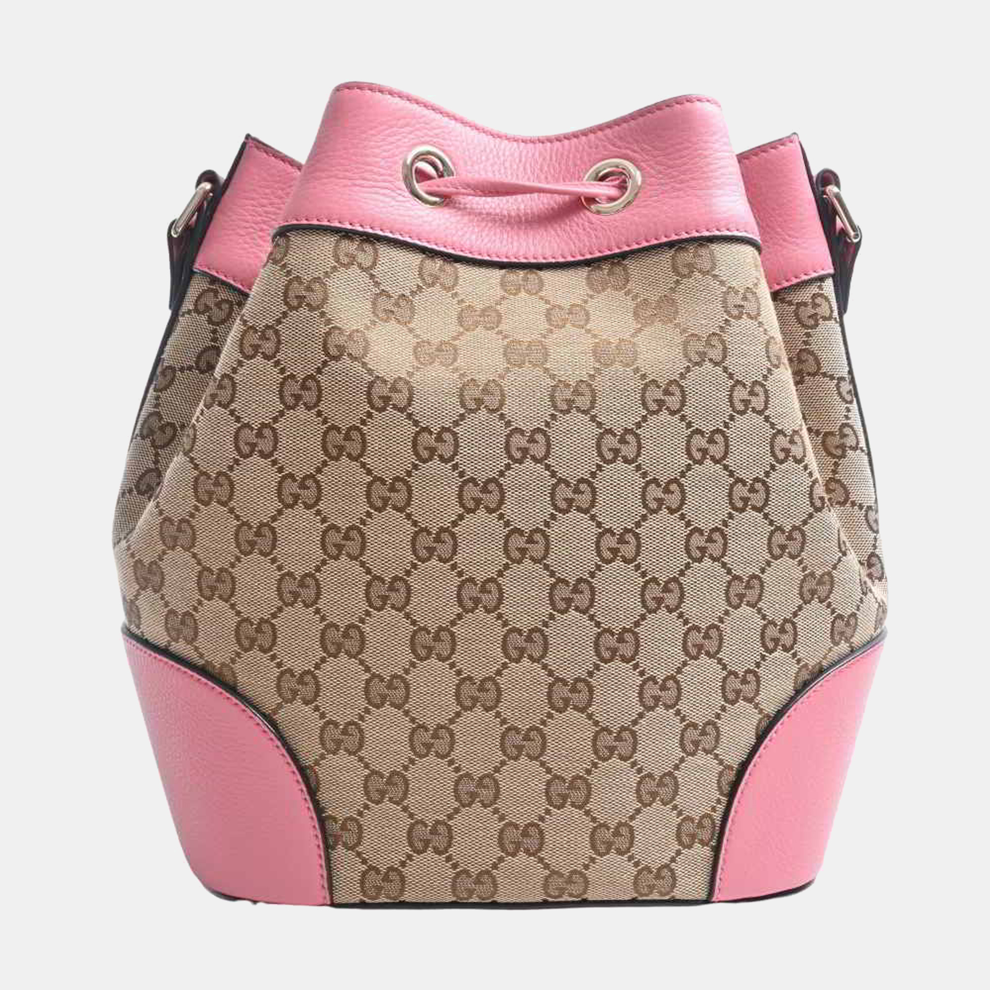 

Gucci Pink GG Canvas and Leather Bucket Bag