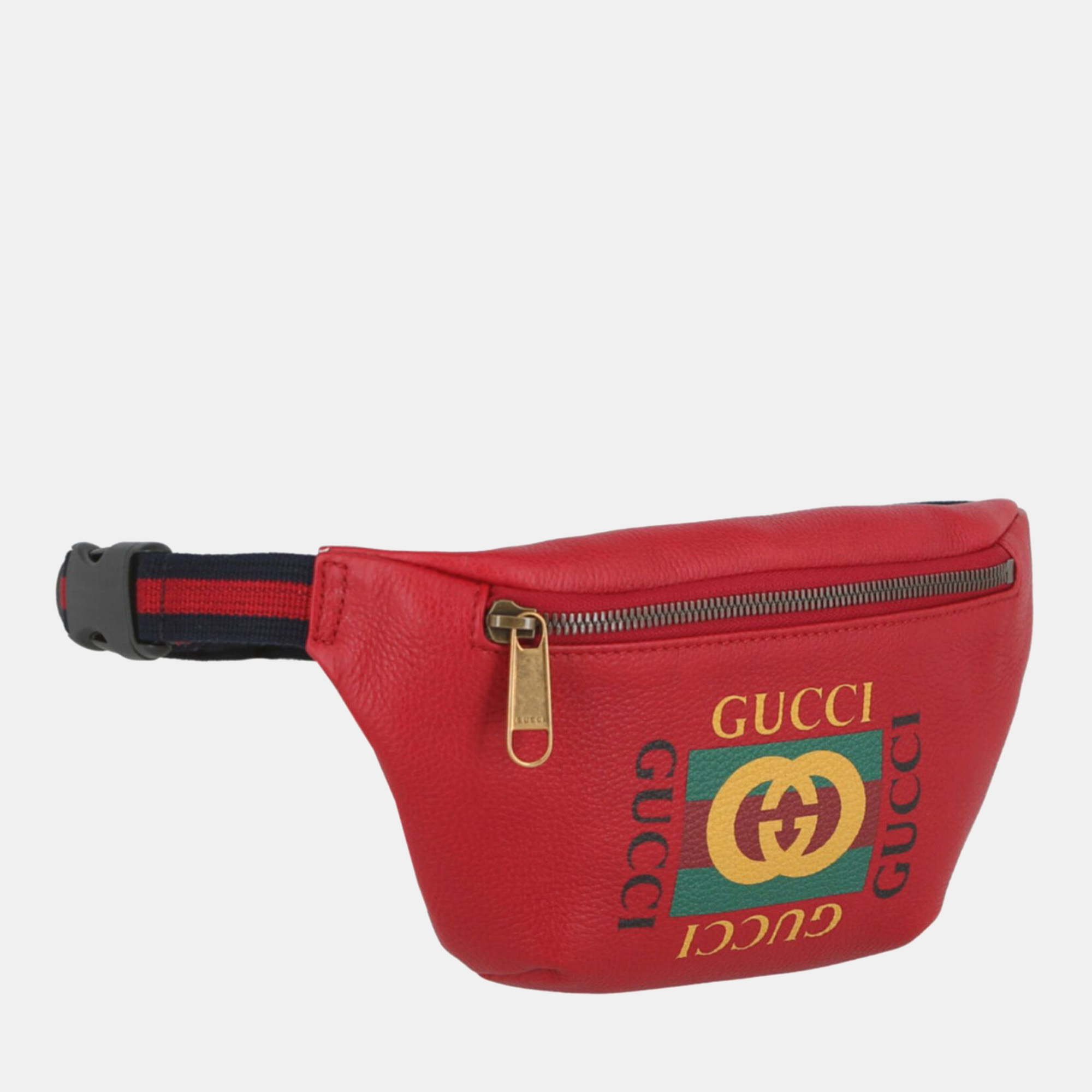 

Gucci Red Leather Gucci Logo Belt Bag