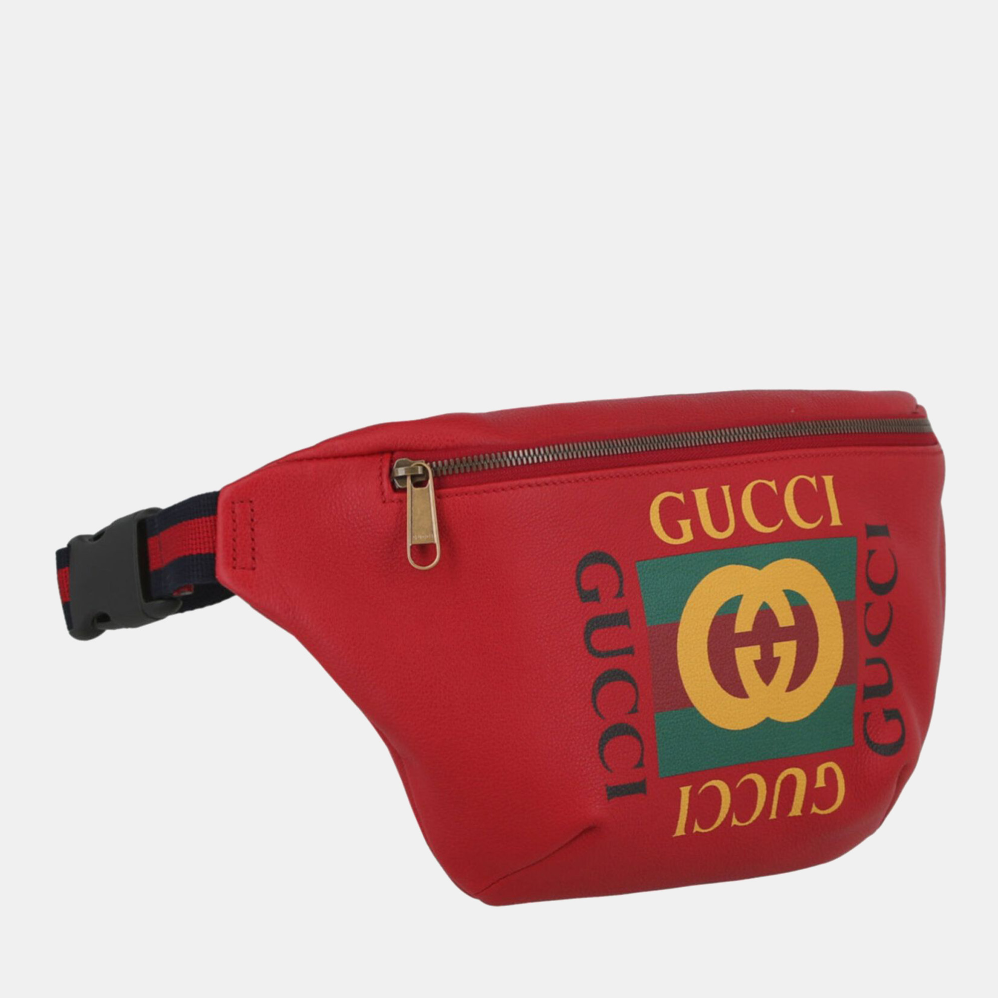 

Gucci Red Leather Gucci Logo Belt Bag