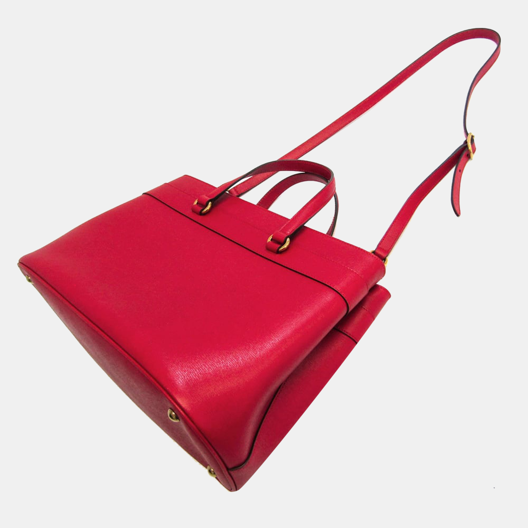 

Gucci Red Leather Medium Bright Bit Tote Bag