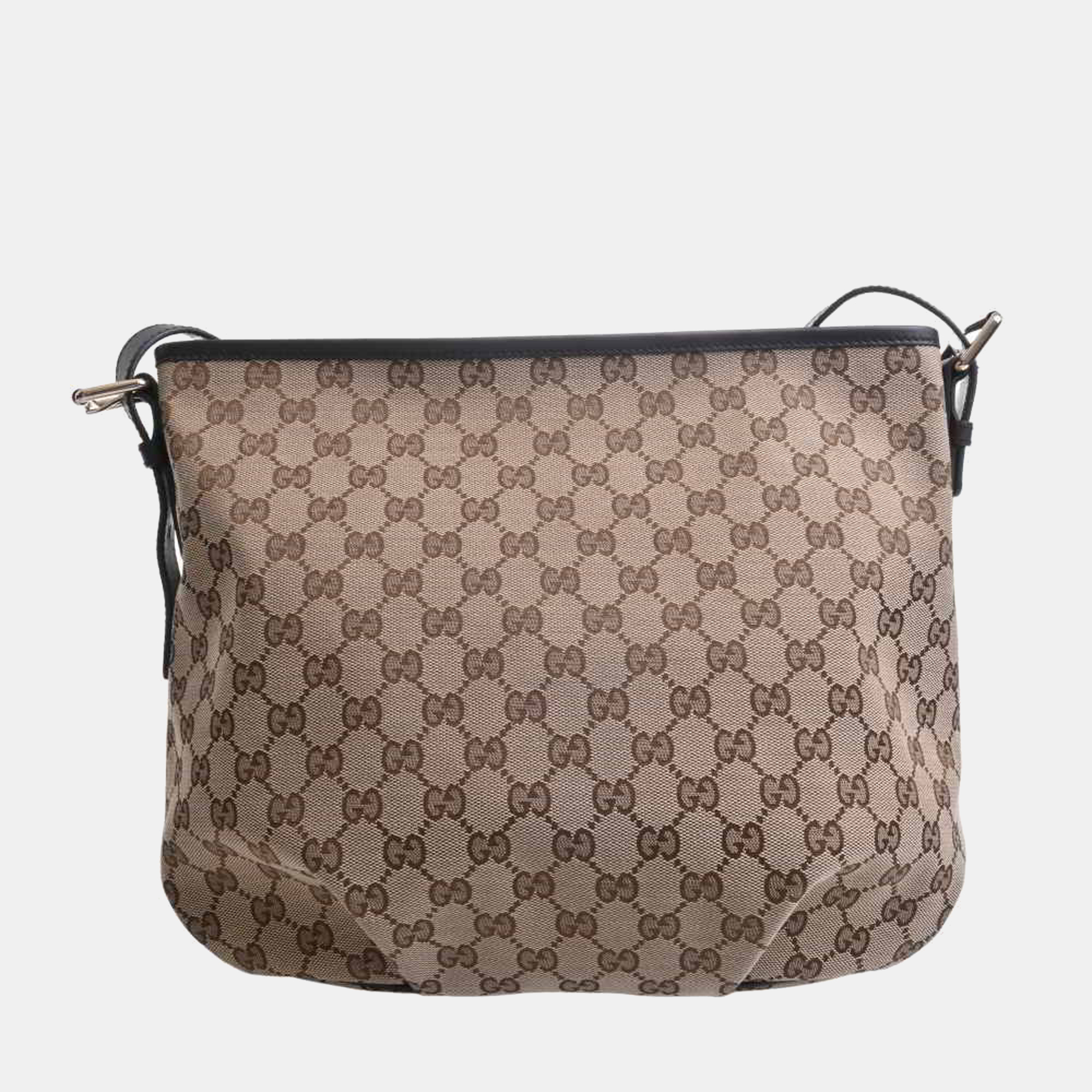 

Gucci Brown GG Canvas and Leather Front Zip Messenger Bag, Beige
