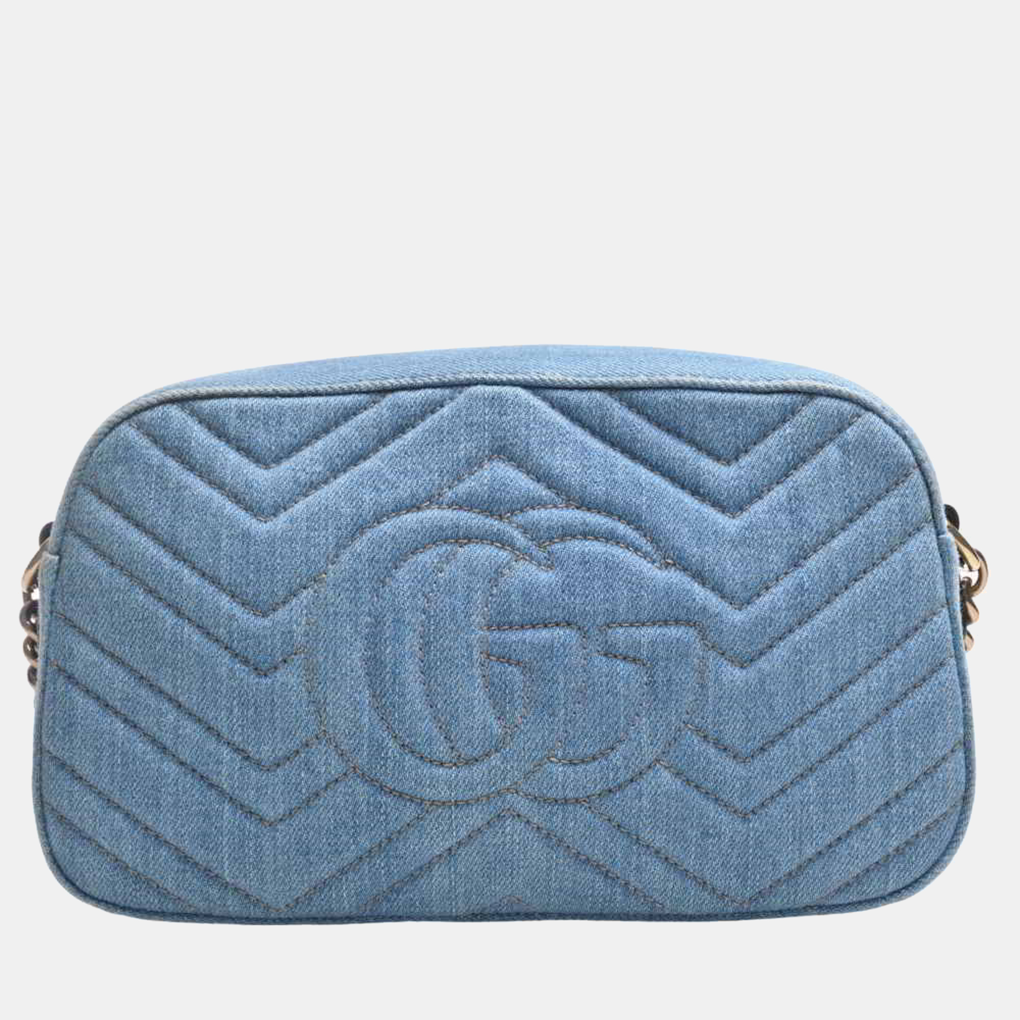 

Gucci Blue Denim GG Marmont Pearly Camera Bag