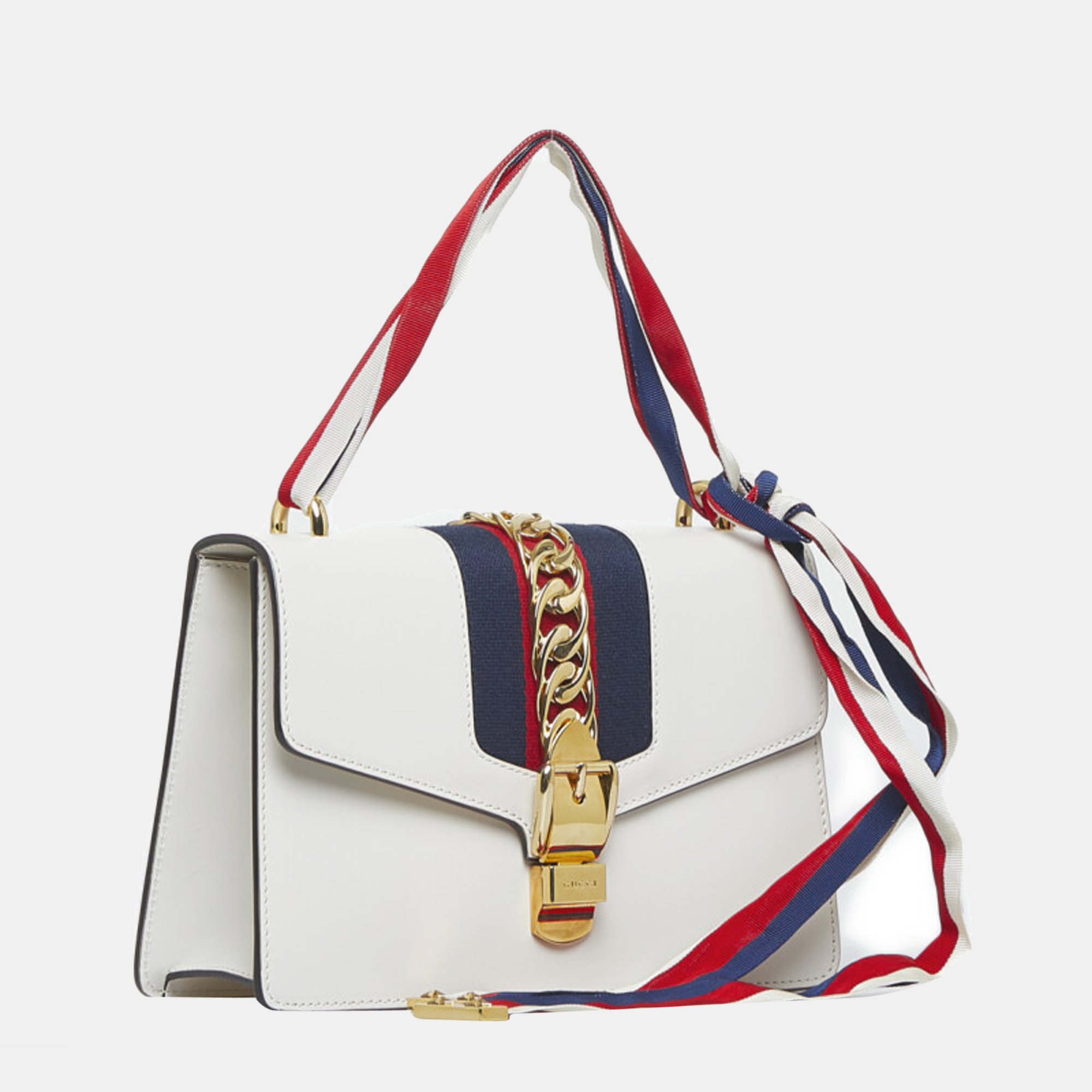 

Gucci White Leather  Sylvie Shoulder Bag