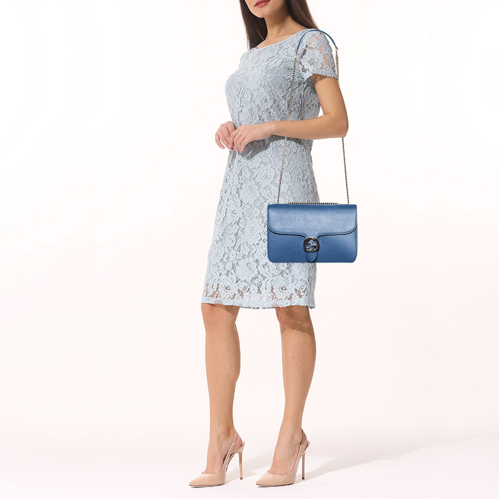 

Gucci Blue Leather Medium Interlocking G Shoulder Bag