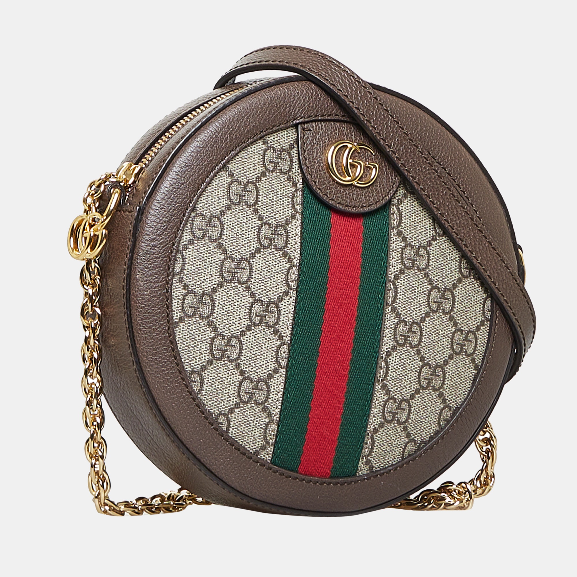 

Gucci Brown Mini GG Supreme Round Ophidia Crossbody