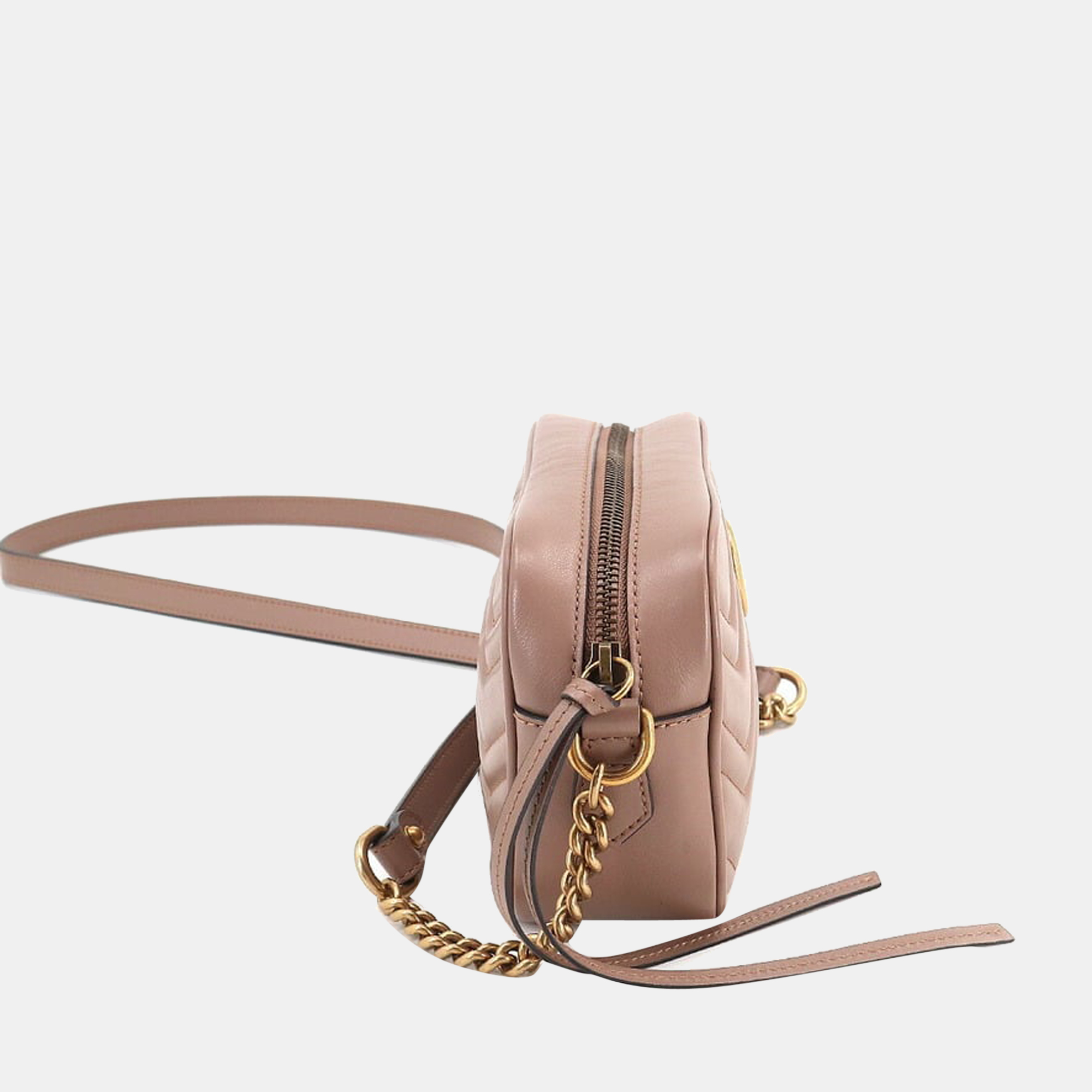 

Gucci Beige Leather GG Marmont Mini Chain Shoulder Bag