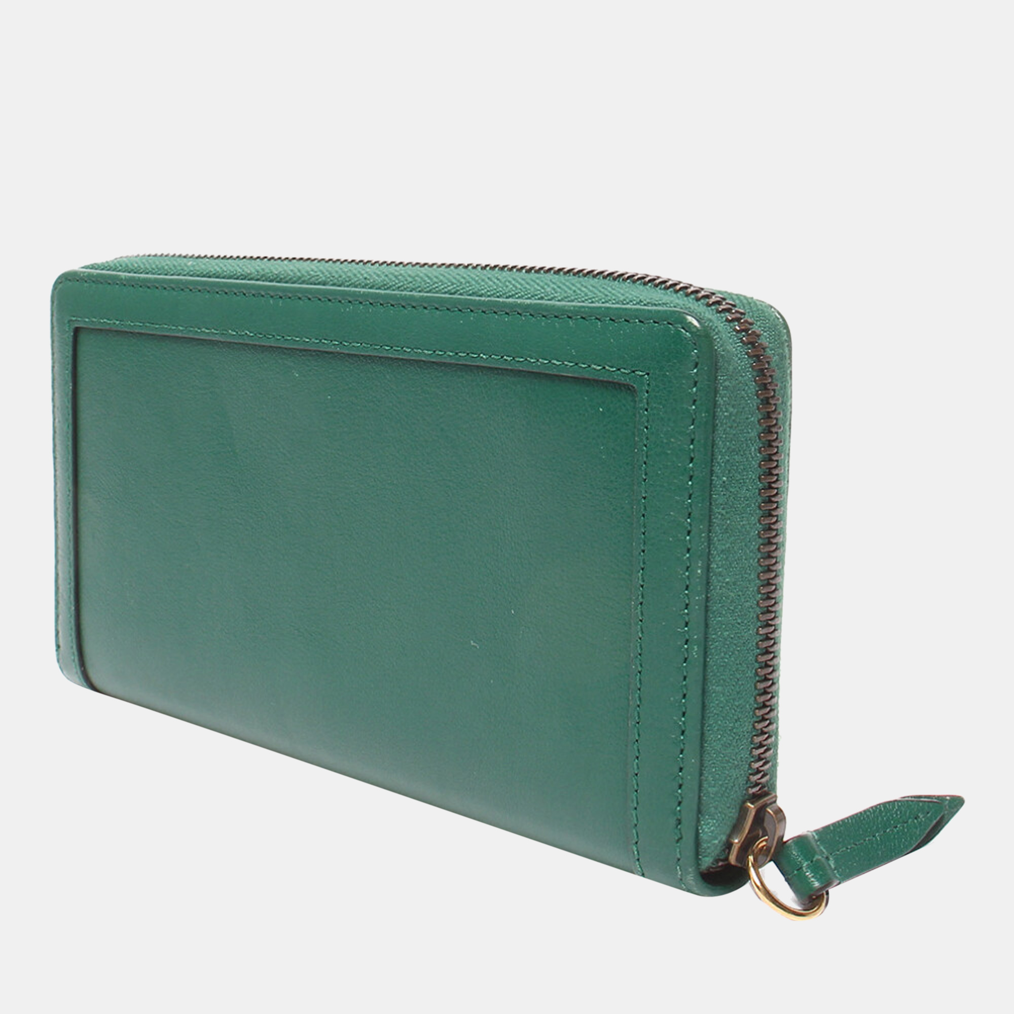 

Gucci Green Leather Bamboo Zip Around Wallet