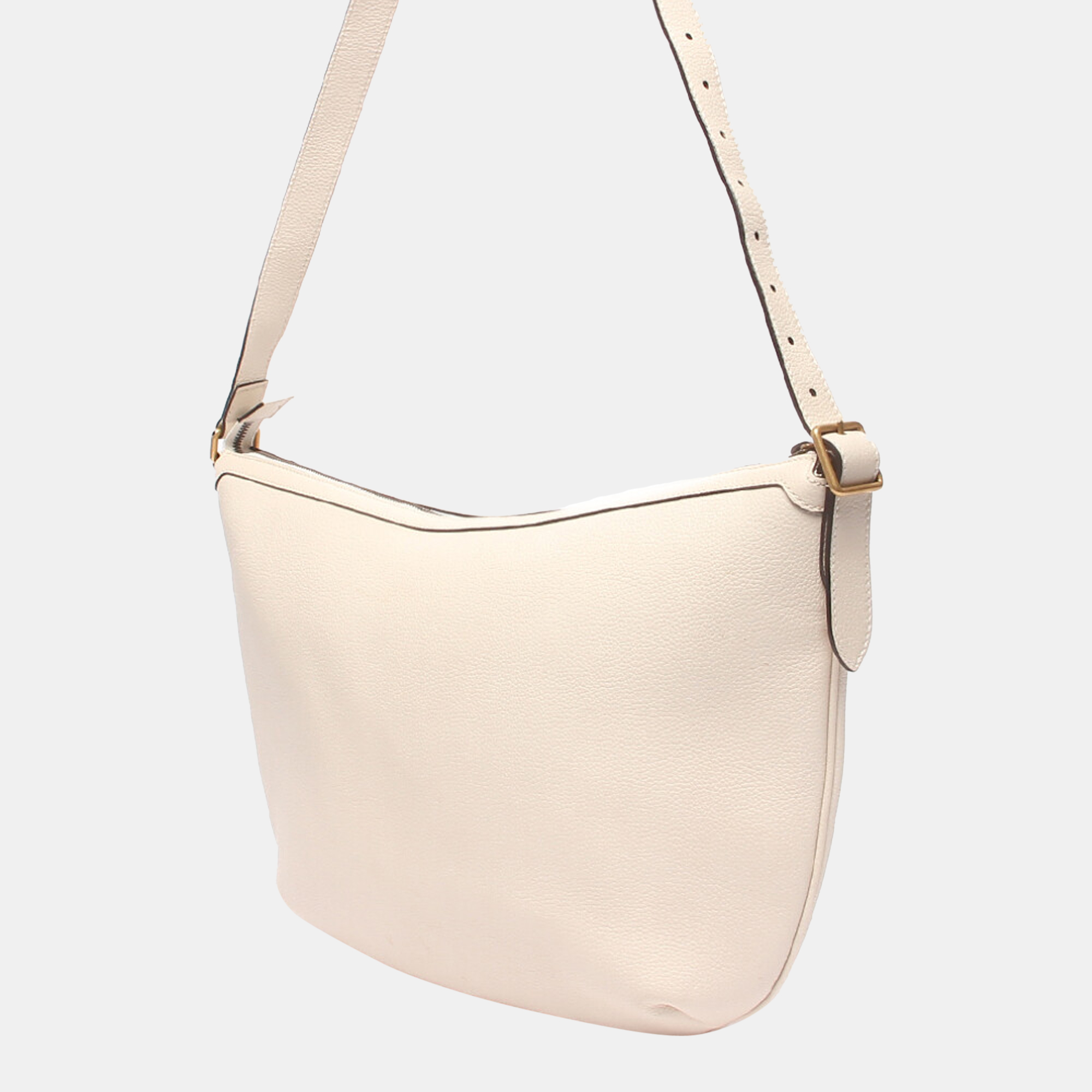 

Gucci White Leather Logo Half Moon Hobo Bag