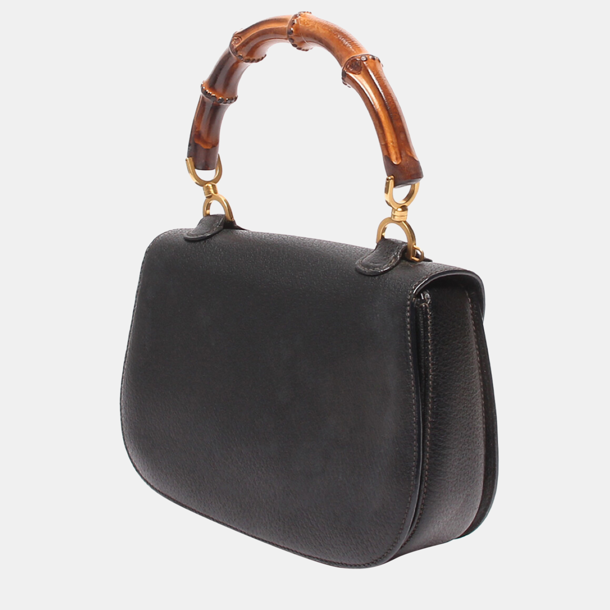 

Gucci Black Leather Bamboo Top handle bag