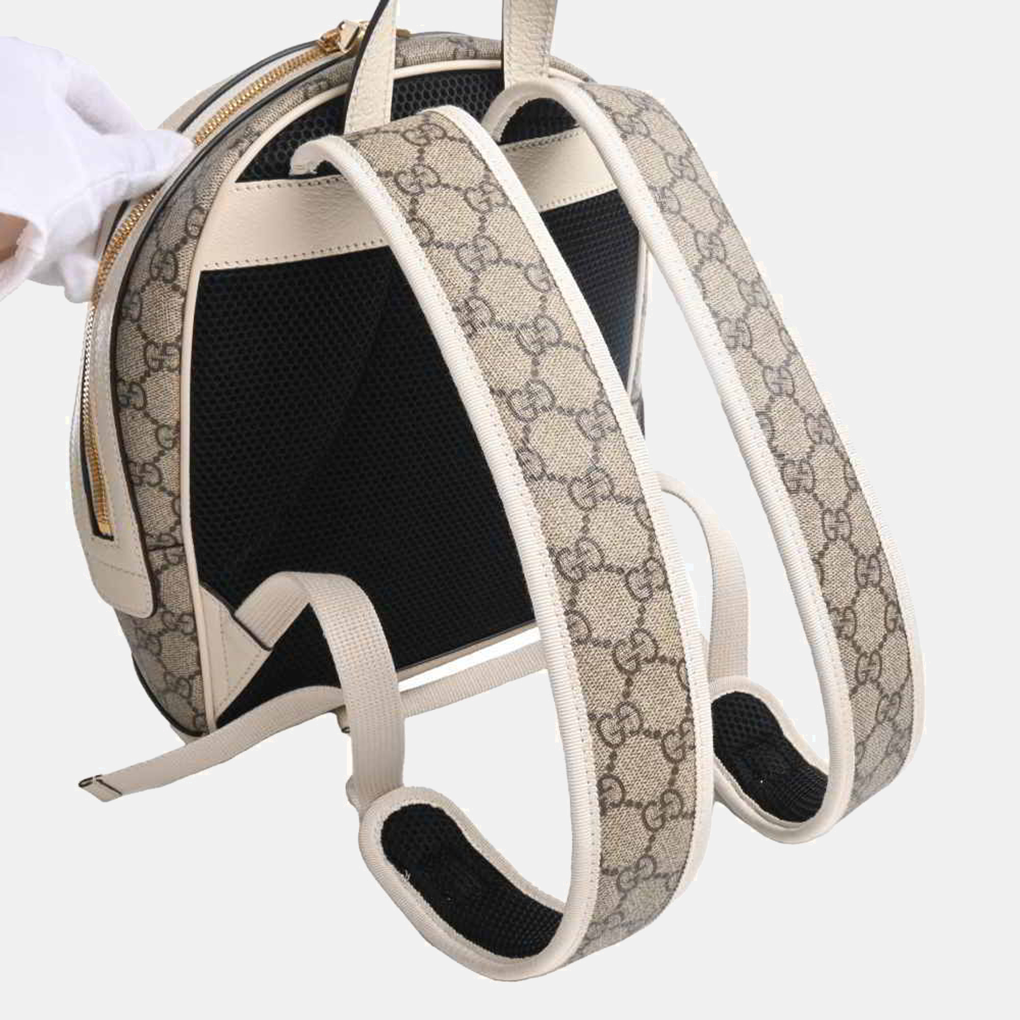 

Gucci Beige/White Canvas GG Supreme Ophidia Backpack