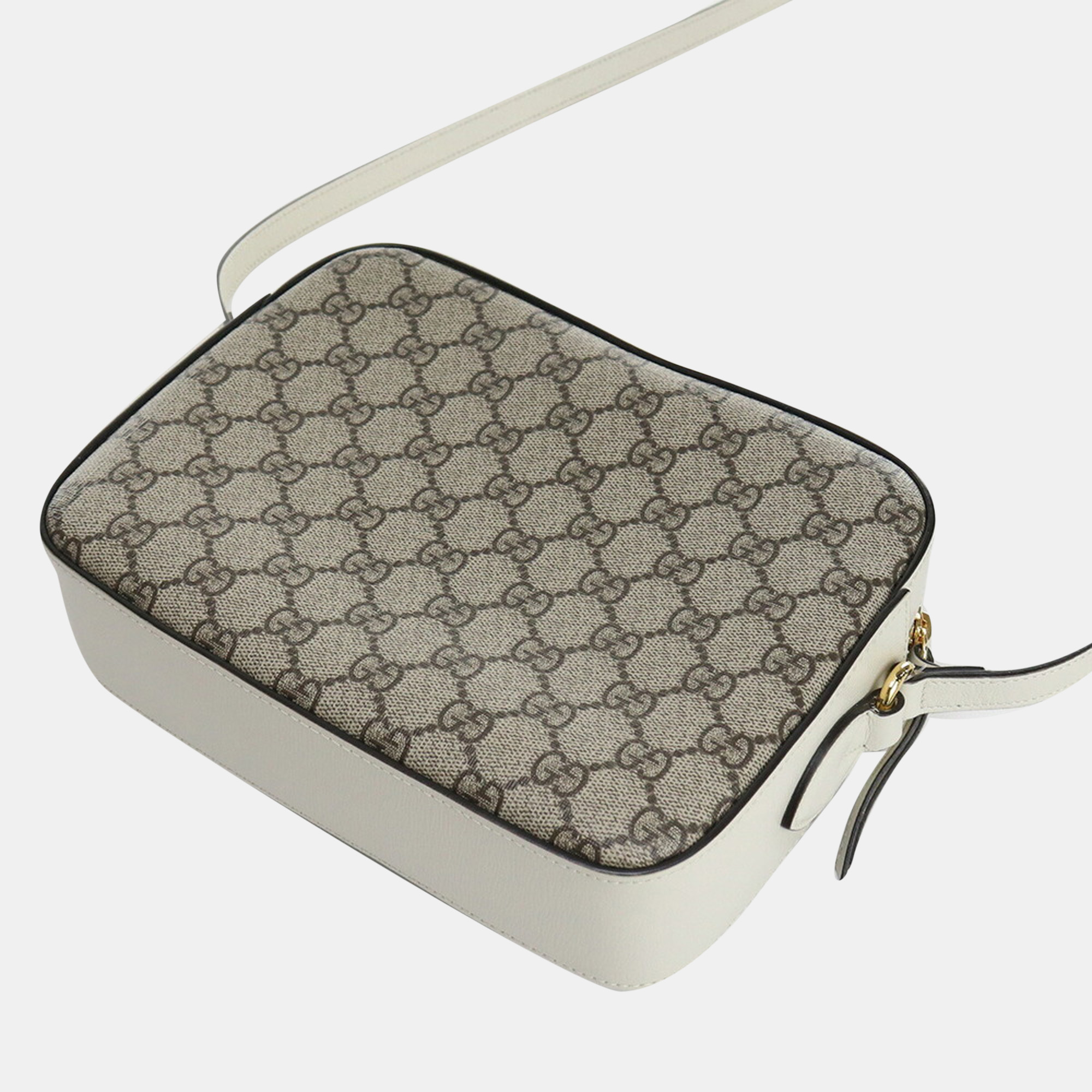 

Gucci White/Beige Canvas Horsebit 1955 Shoulder Bag