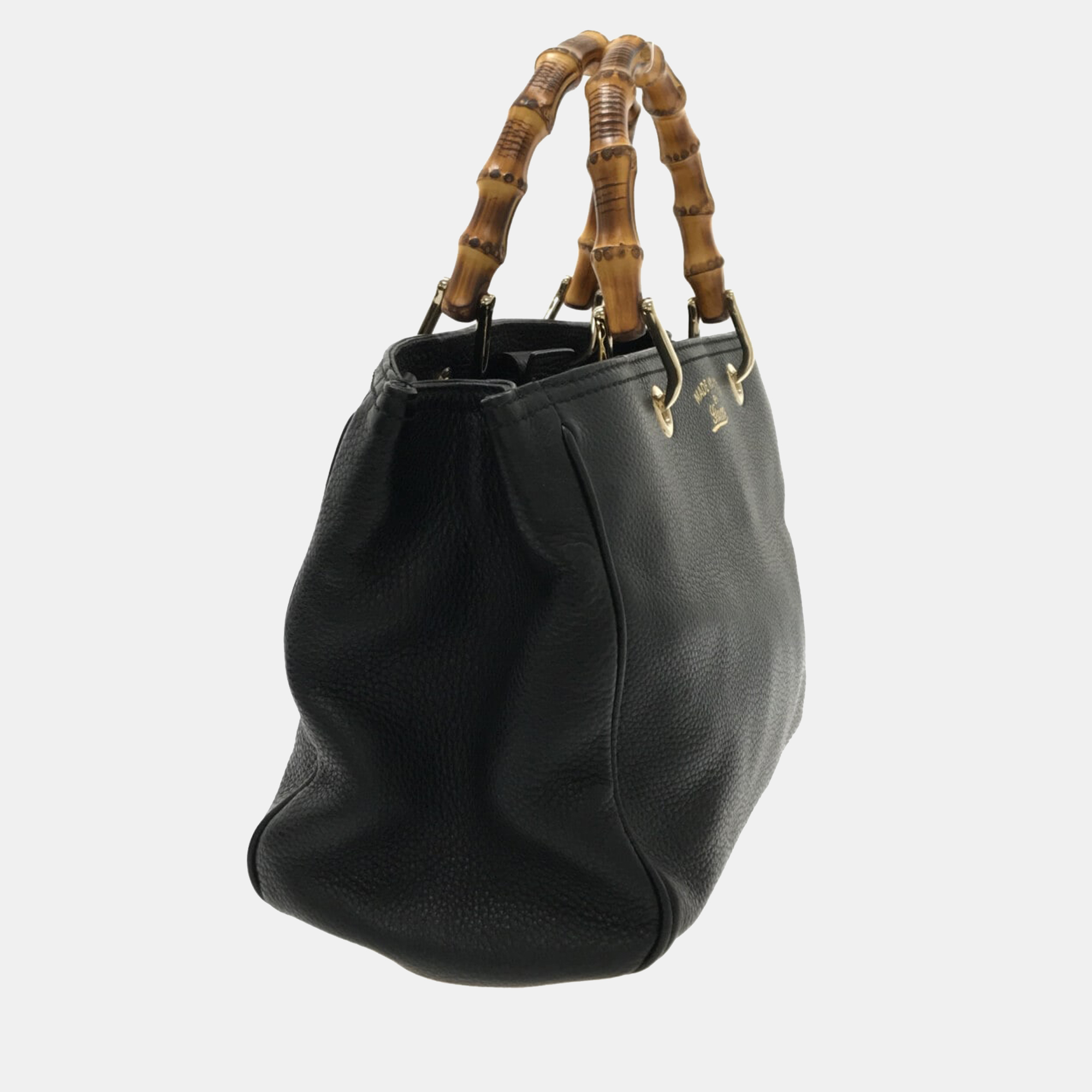 

Gucci Black Leather Bamboo tote