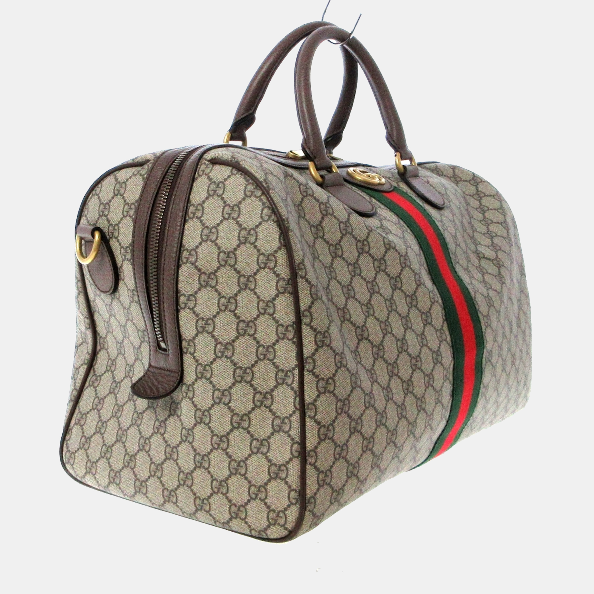 

Gucci Beige Coated Canvas Leather Web Ophidia Duffel Bag