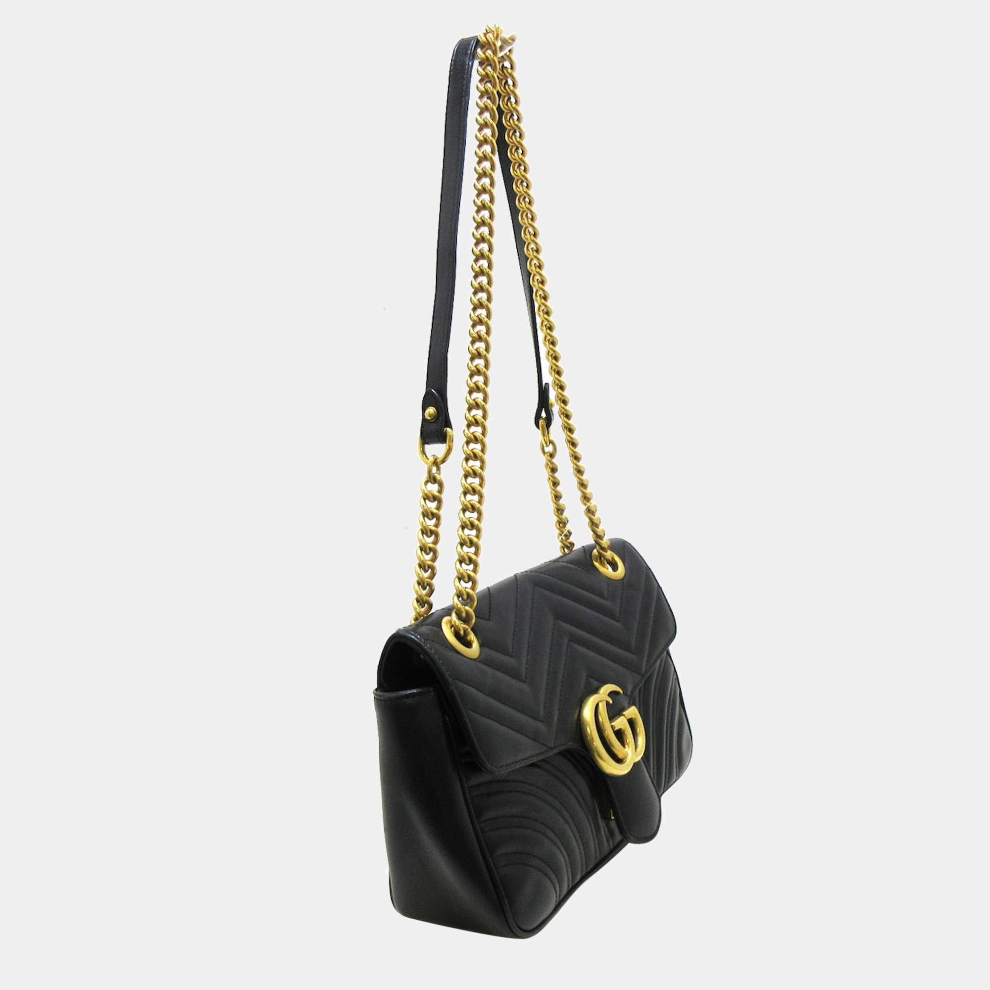 

Gucci Black Leather GG Marmont shoulder Bag