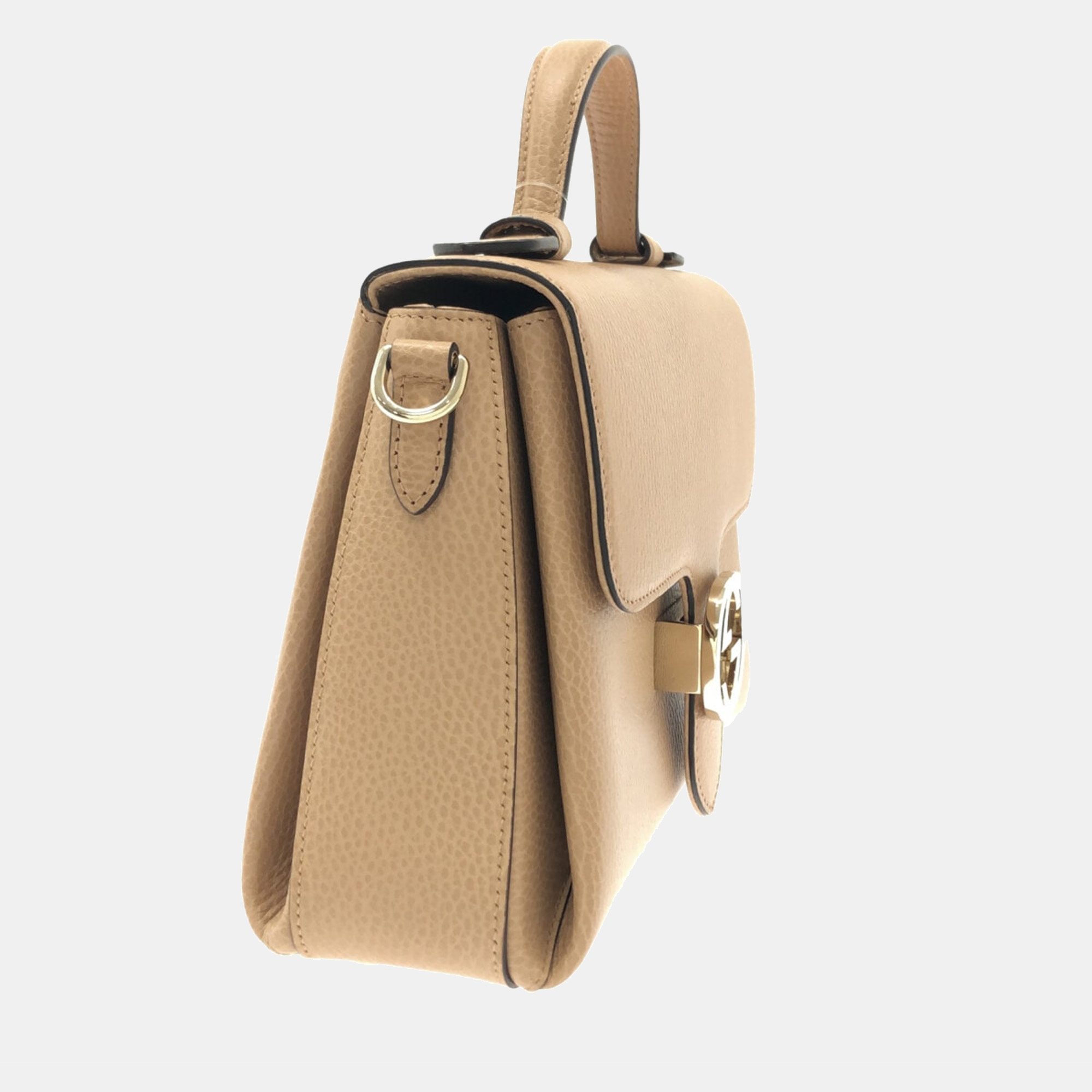 

Gucci Beige Leather Interlocking G Top handle handbag