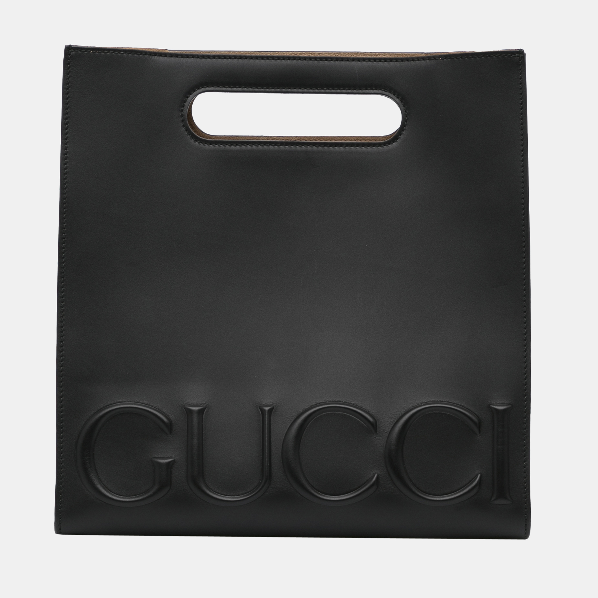 Gucci Black Logo Embossed Leather XL Tote Gucci